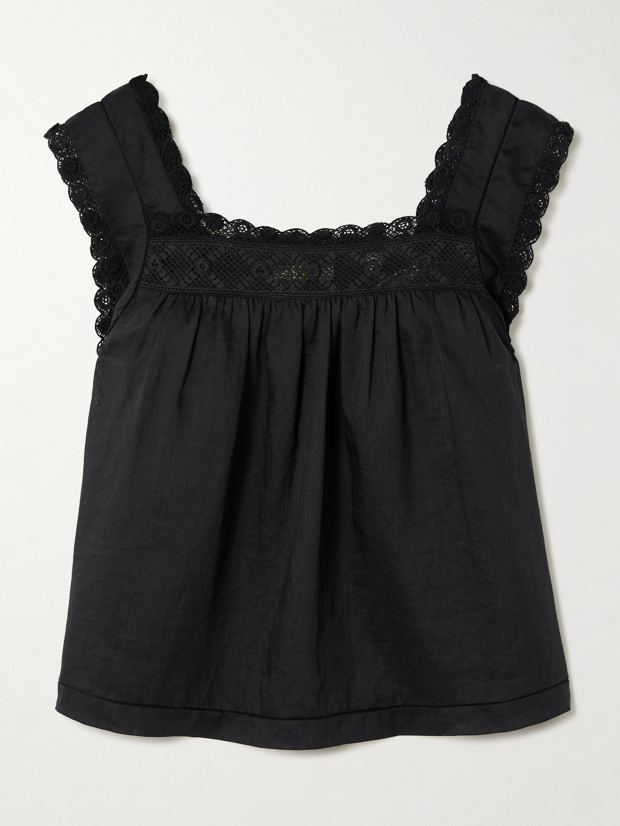 Doen Aphra Crochet-trimmed Ramie Top