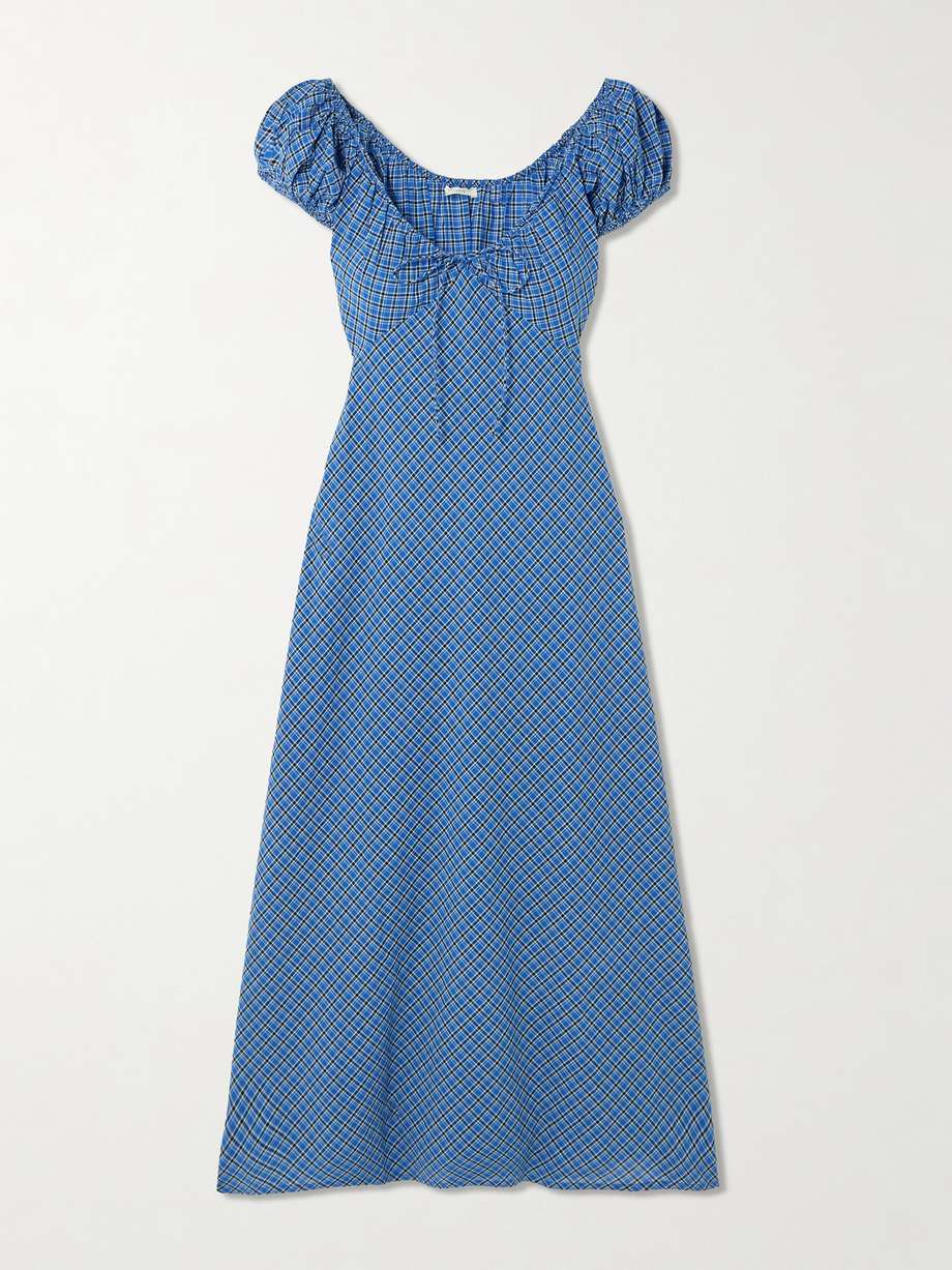 sofia checked organic cotton-voile midi dress