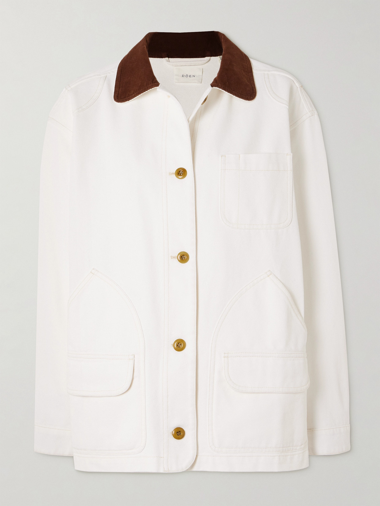 Doen Pascual Corduroy-trimmed Cotton Jacket In White