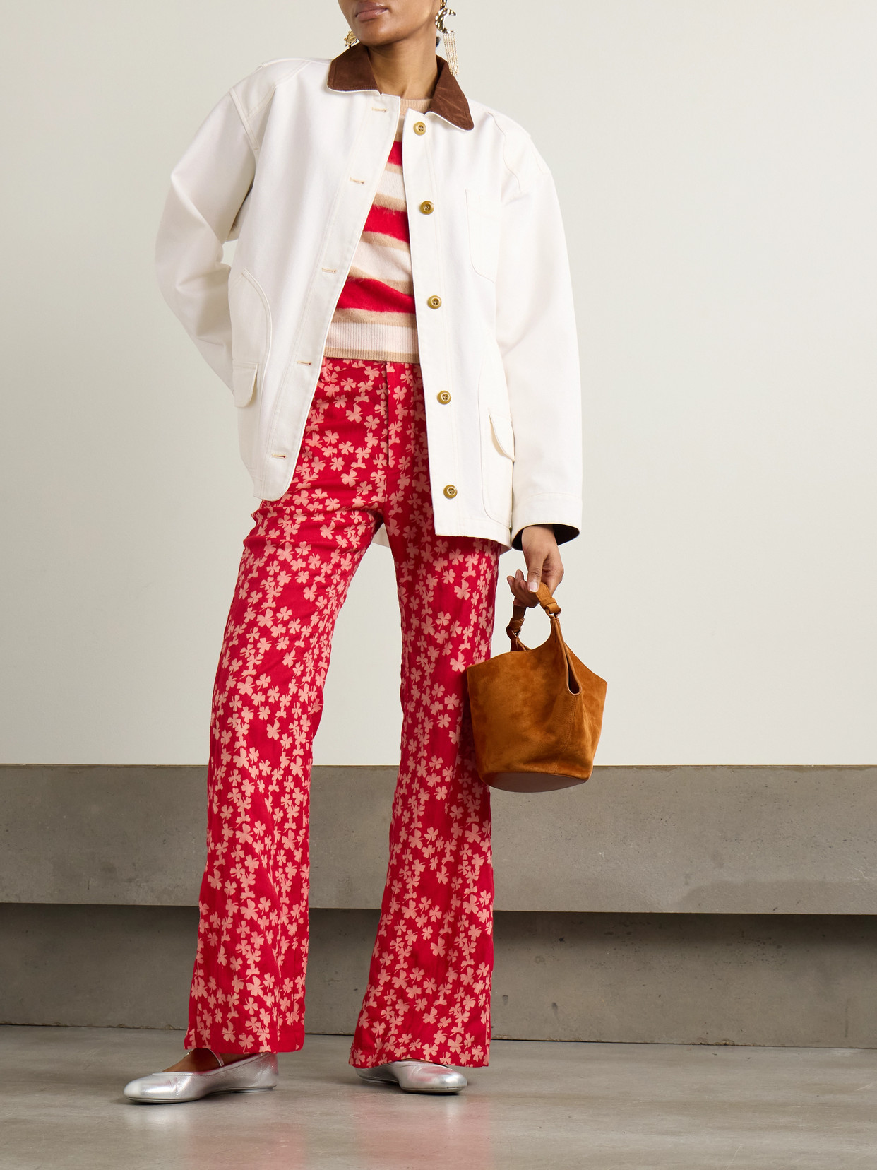 Doen Pascual Corduroy-trimmed Cotton Jacket In White