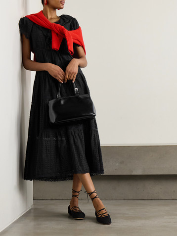 Dôen Gabriella ruffled tiered lace-trimmed point d'esprit cotton dress