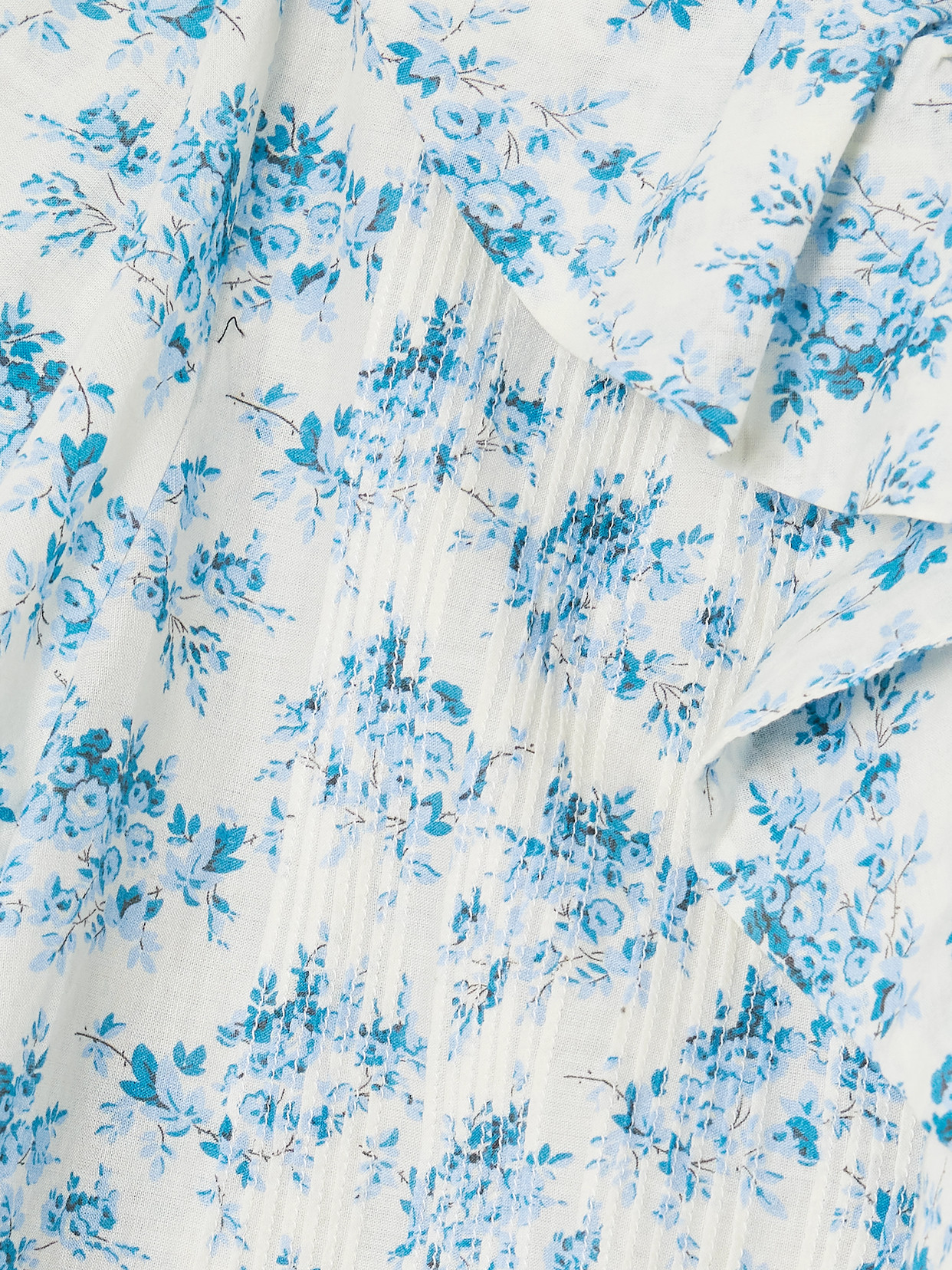 Shop Doen Henri Ruffled Pintucked Floral-print Organic Cotton-voile Top In Blue