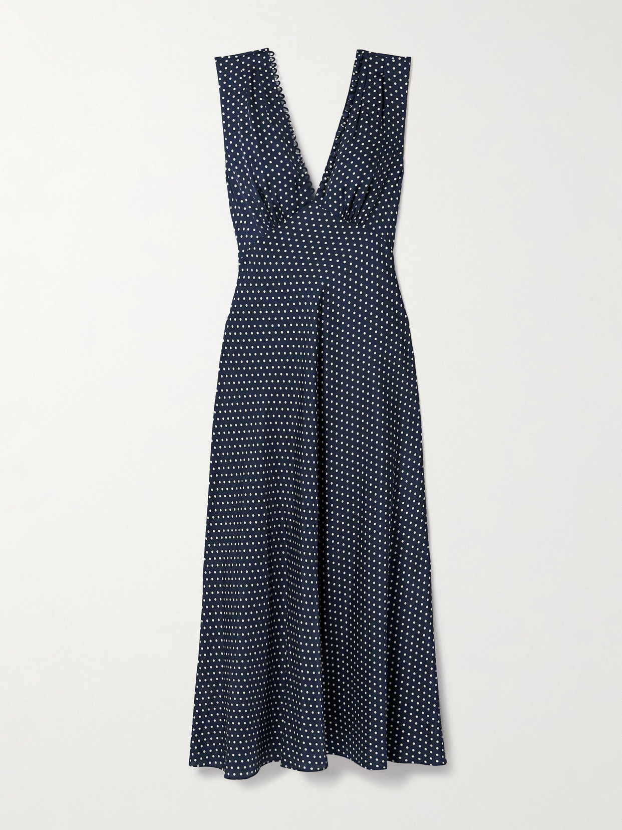 DOEN TAHLIA BELTED POLKA-DOT SILK-BLEND TWILL MIDI DRESS