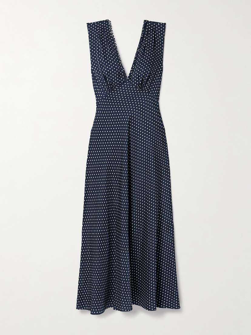 DÔEN Tahlia Belted Polka-dot Silk-blend Twill Midi Dress