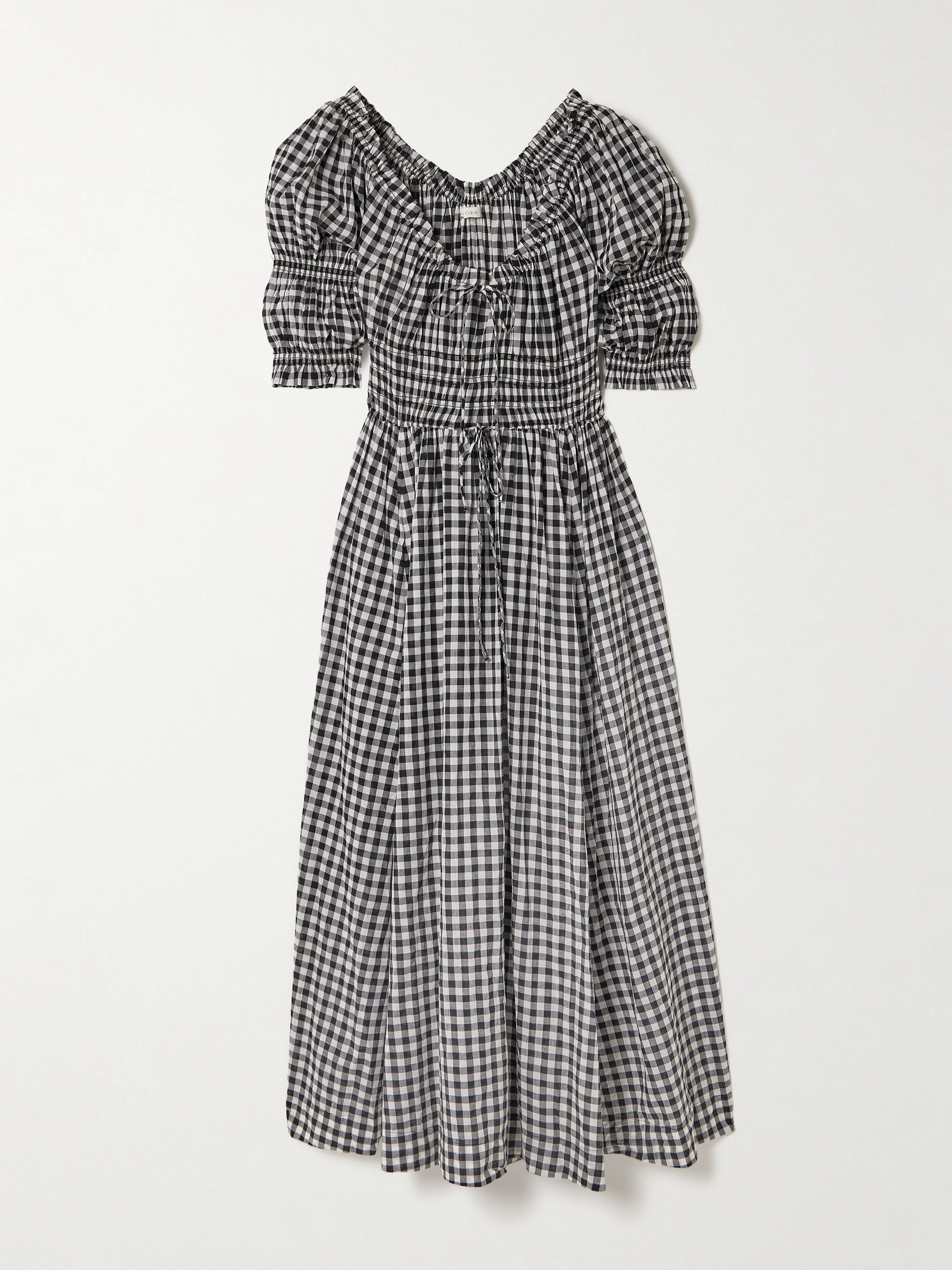 Dôen Ischia shirred gingham cotton-voile midi dress thumbnail