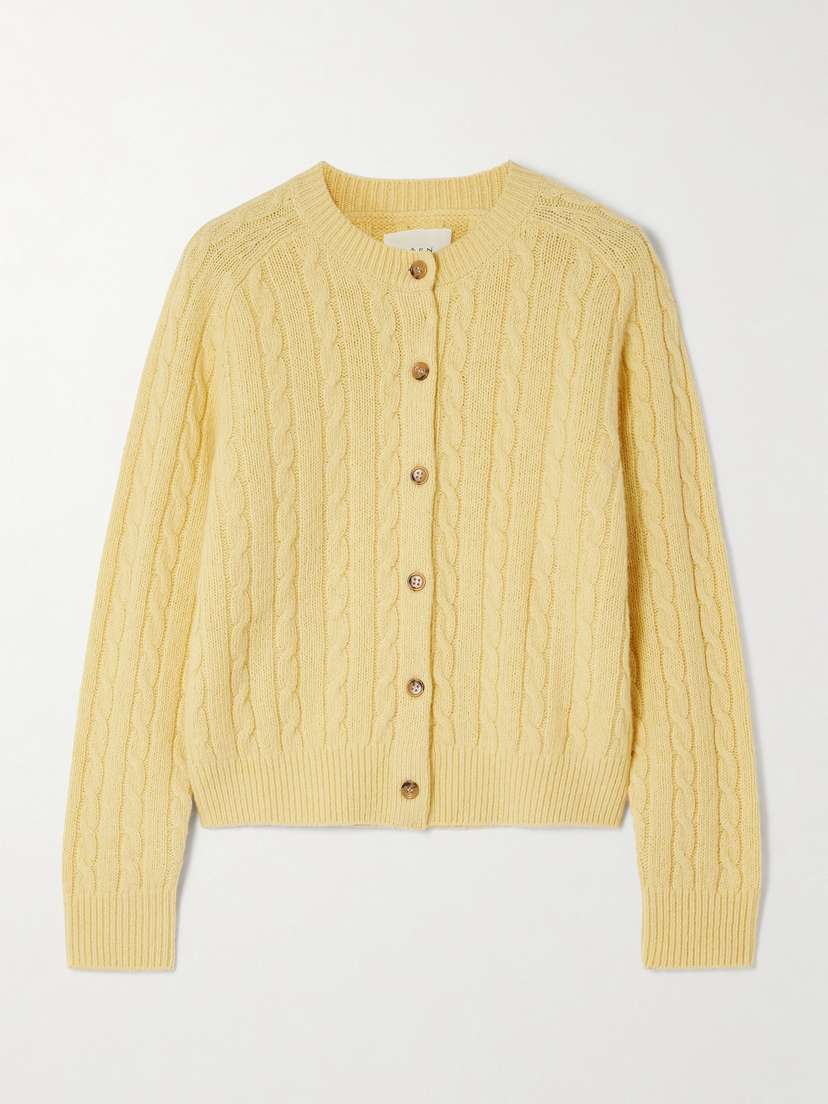 DÔEN Penrose Cable-knit Wool, Cotton And Linen-blend Cardigan