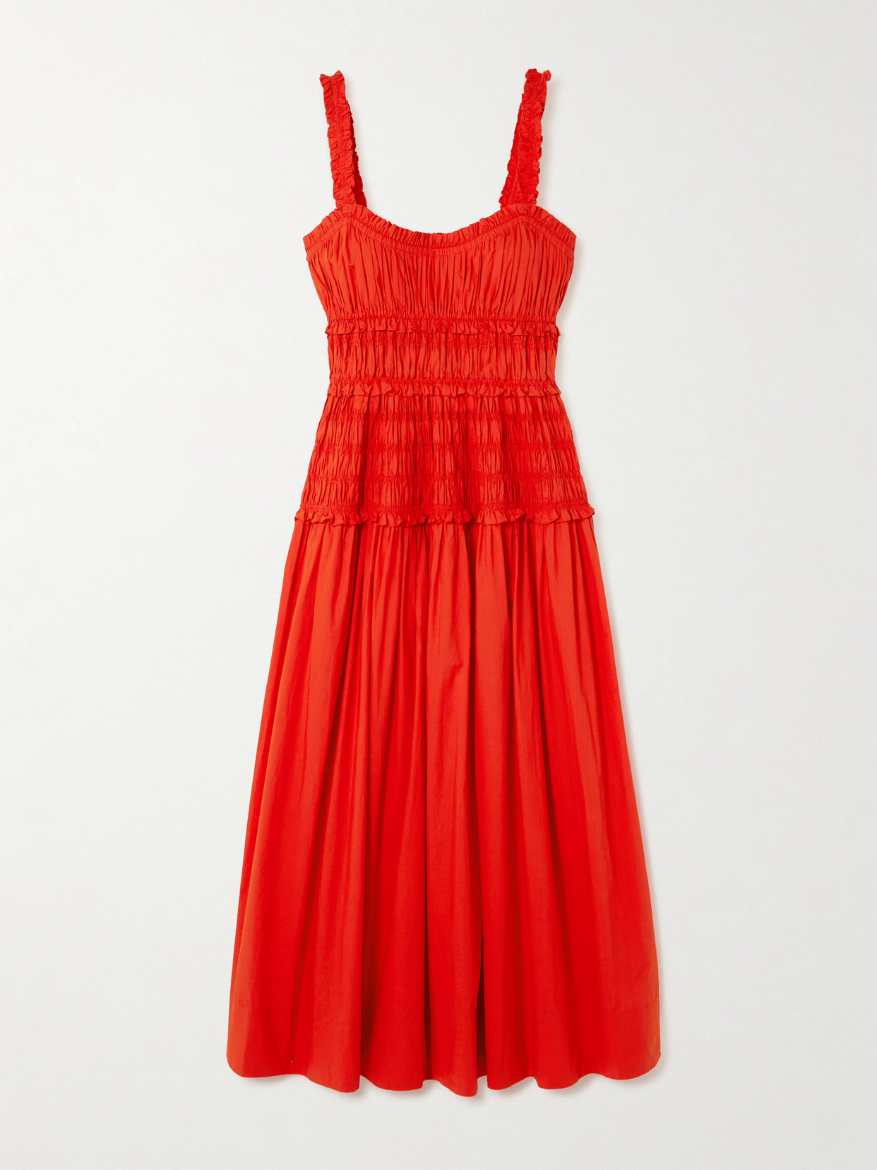 Doen Marianne Shirred Cotton-poplin Midi Dress