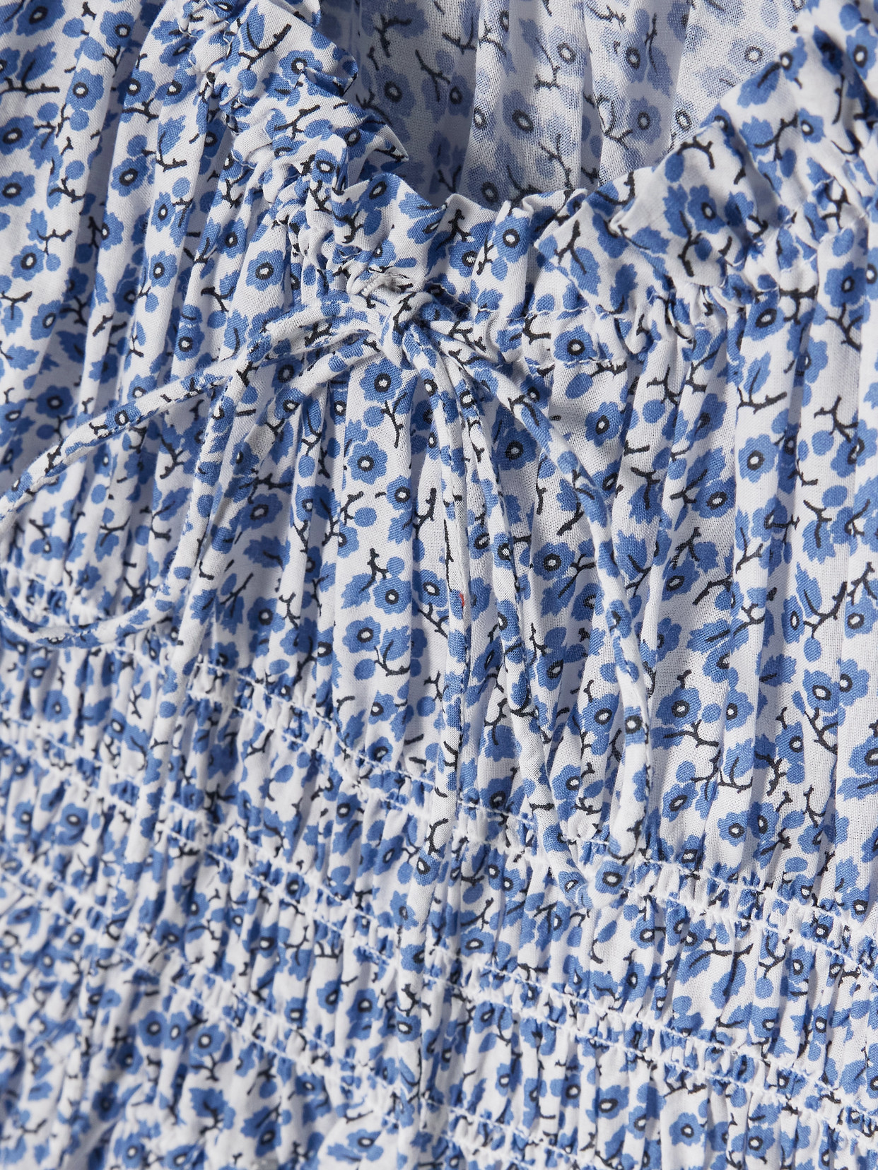 DOEN ISCHIA SHIRRED FLORAL-PRINT ORGANIC COTTON-VOILE MIDI DRESS