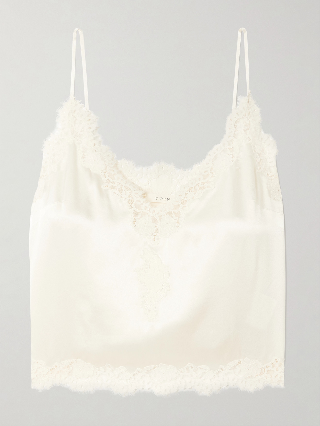 Doen Kira Lace-trimmed Silk-satin Camisole In Off-white
