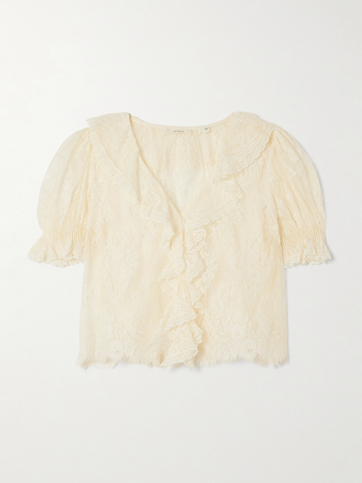 Doen Henri Ruffled Pintucked Lace Blouse