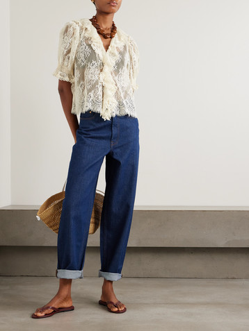 Dôen Henri ruffled pintucked lace blouse