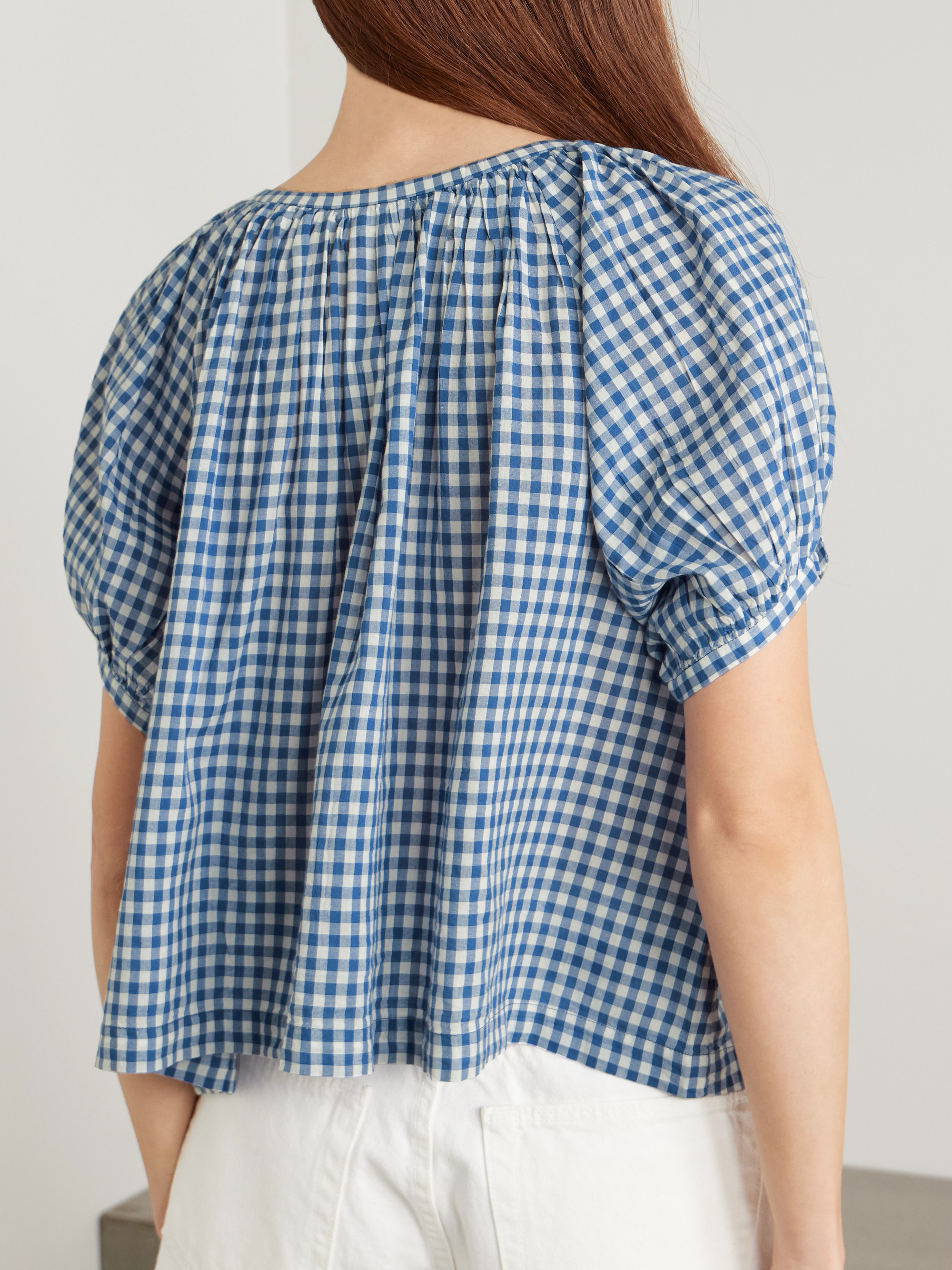 Dôen June gathered gingham organic cotton blouse thumbnail