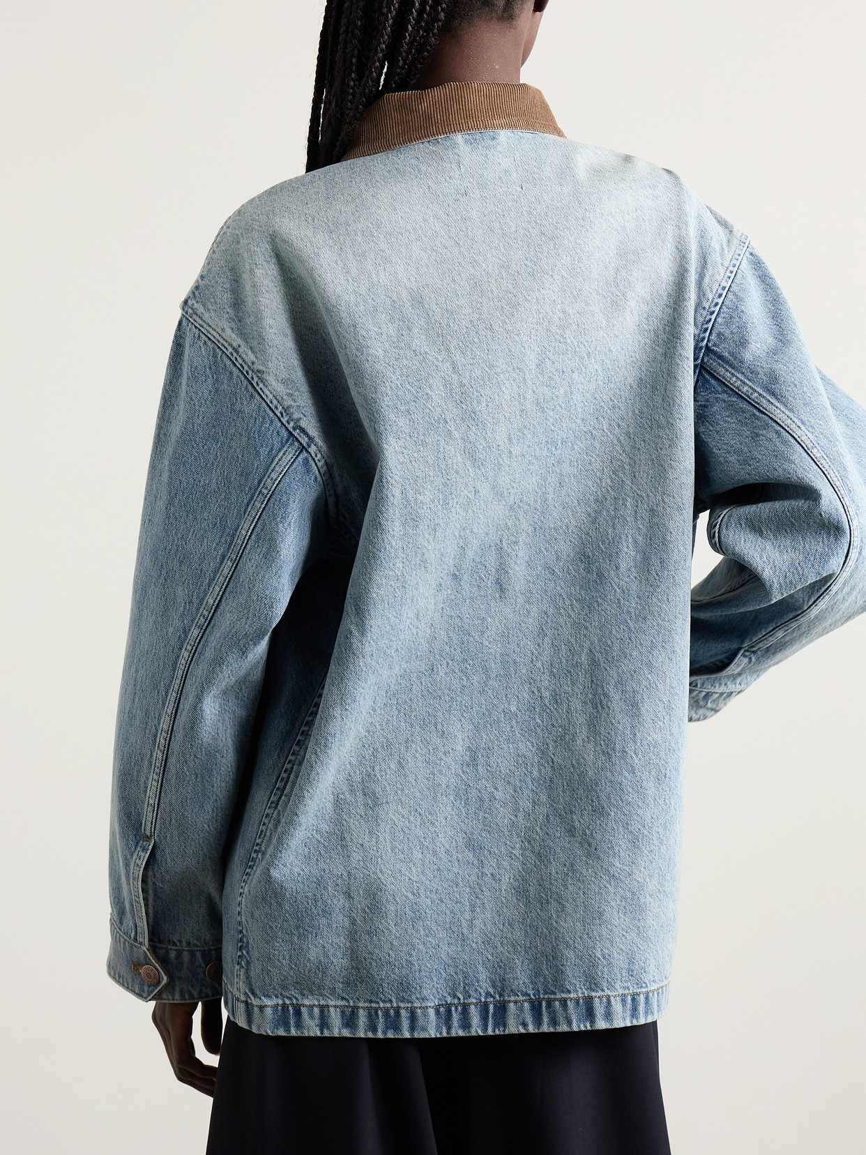 DOEN PASCUAL CORDUROY-TRIMMED DENIM JACKET