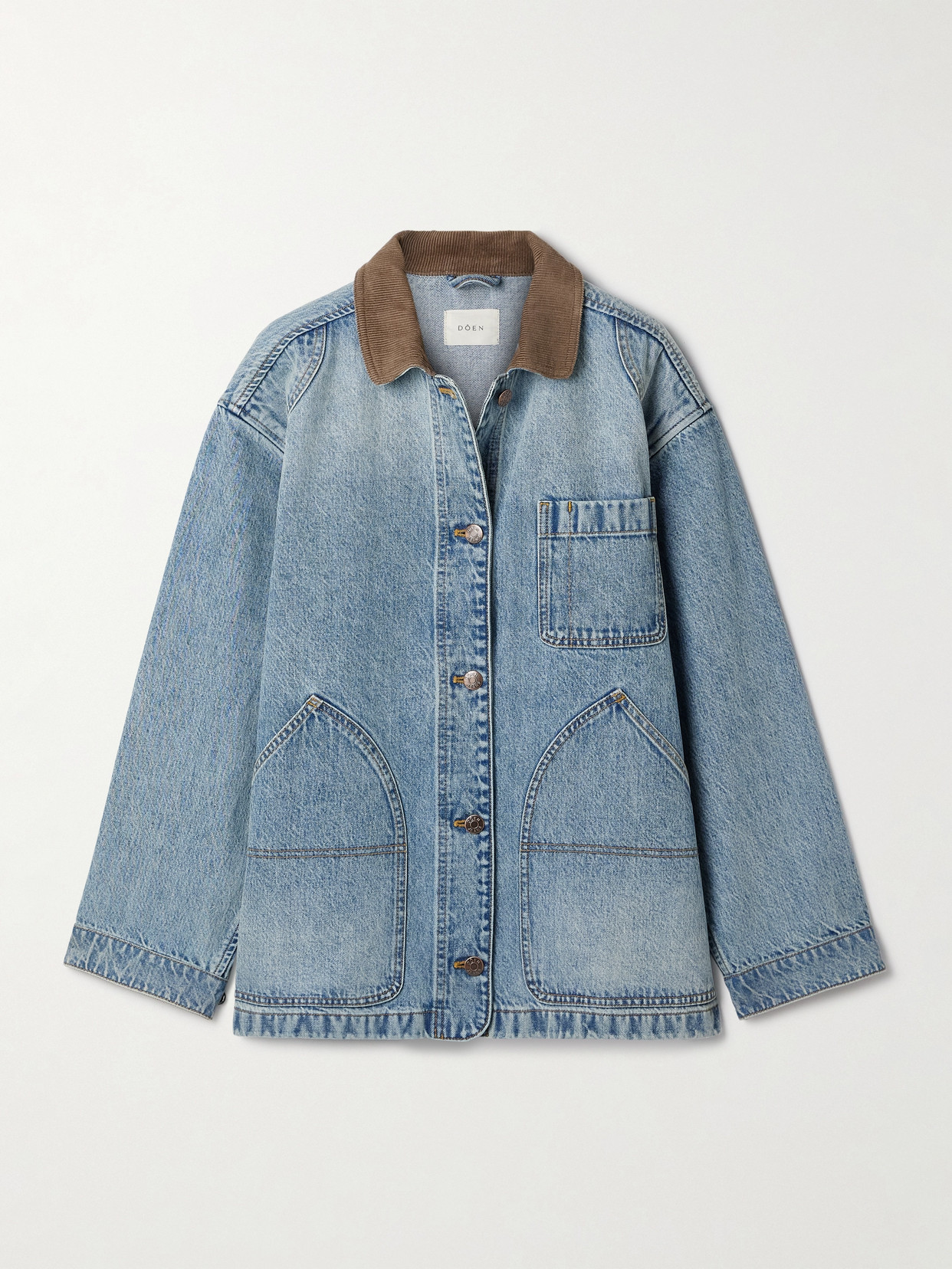 Doen Pascual Corduroy-trimmed Denim Jacket In Blue
