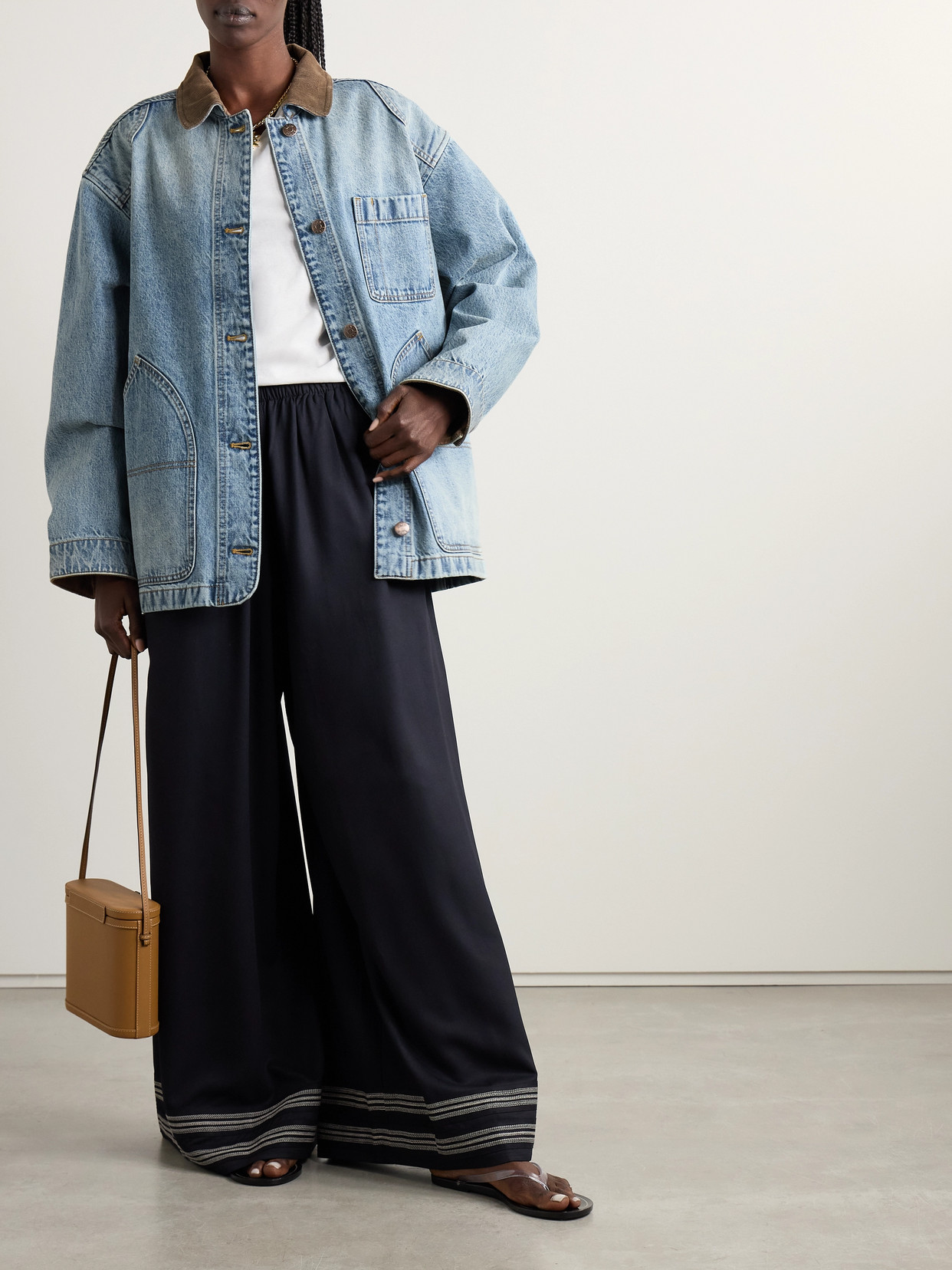 DOEN PASCUAL CORDUROY-TRIMMED DENIM JACKET