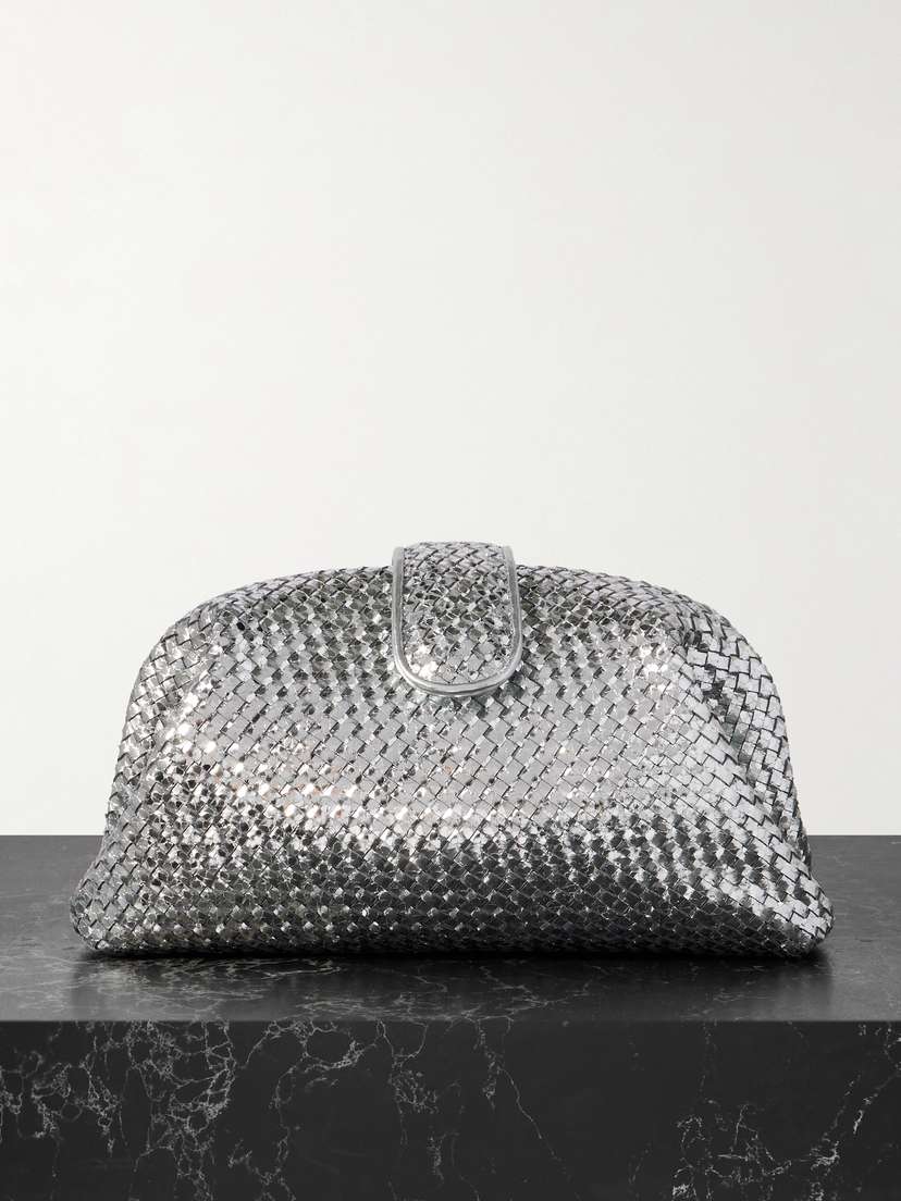 Bottega Veneta Lauren 1980 Intrecciato Metallic Leather Clutch