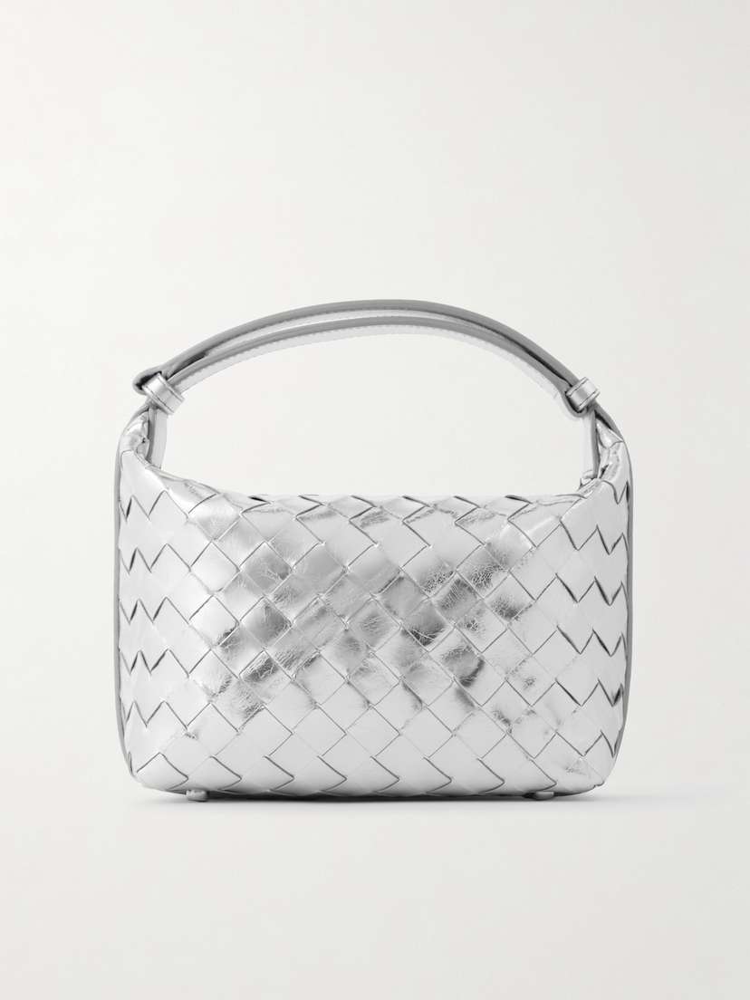 Bottega Veneta Wallace Mini Intrecciato Metallic Leather Shoulder Bag