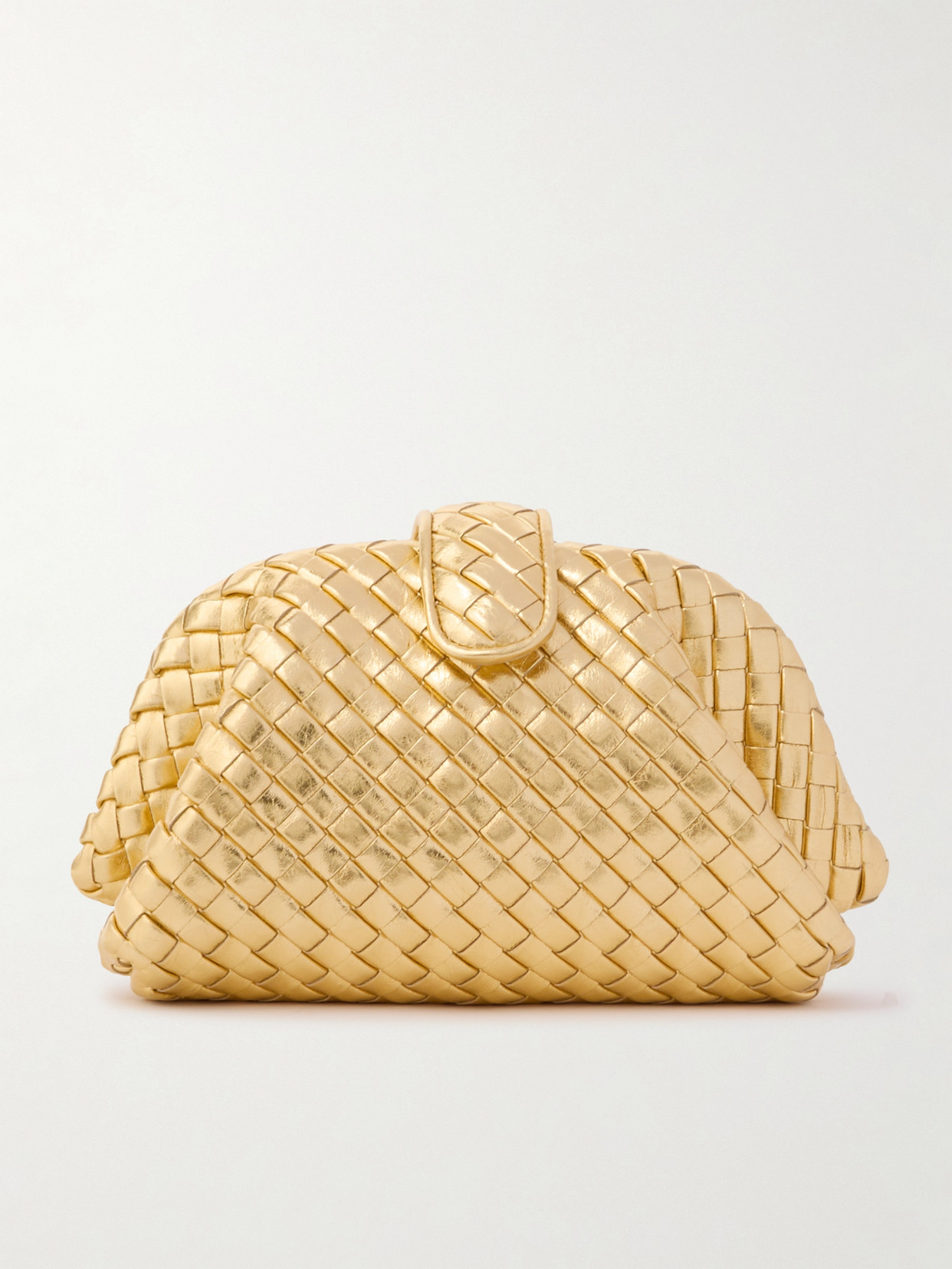 Bottega Veneta Mini Lauren 1980 Metallic Leather Clutch Bag In Gold