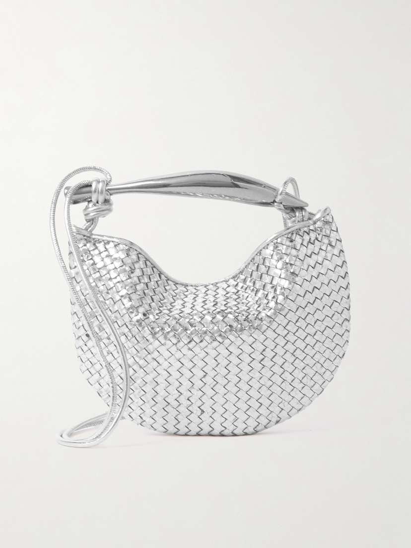 Bottega Veneta Sardine Mini Intrecciato Metallic Leather Shoulder Bag