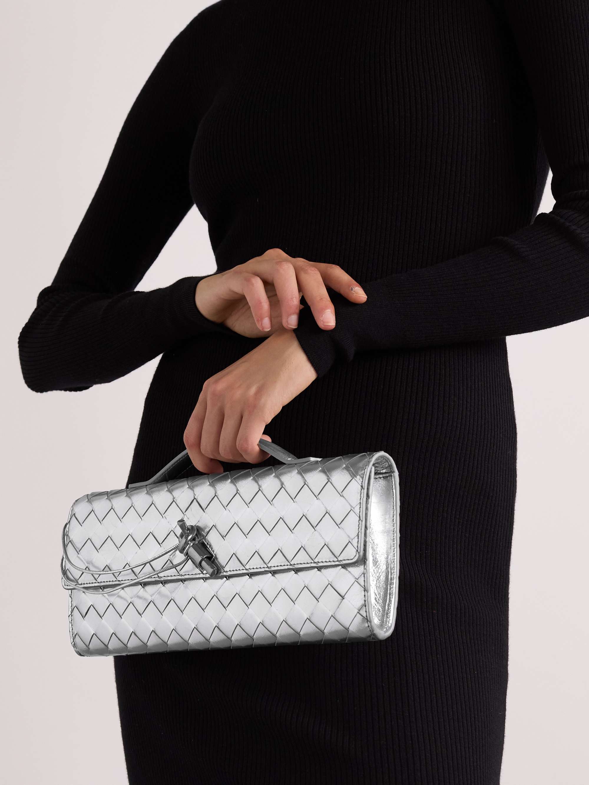 Bottega veneta metallic clutch online