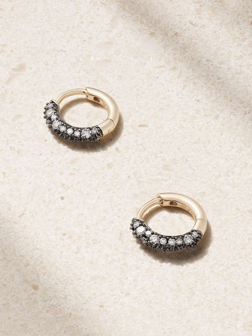 Lucy Delius Rhodium-plated 14-karat Recycled Gold Diamond Hoop Earrings