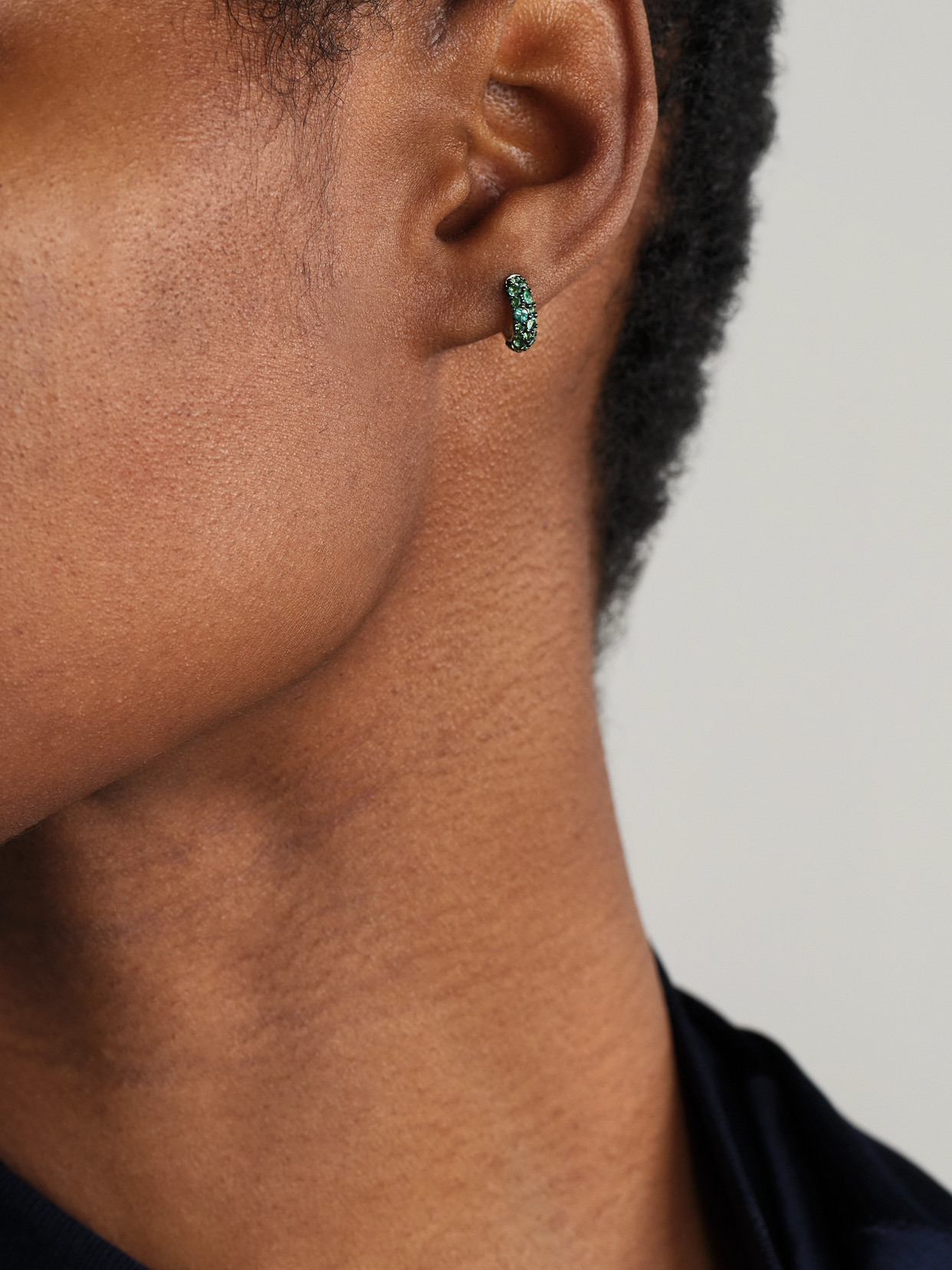 Lucy Delius Chubby Rhodium-plated 14-karat Recycled Gold Emerald Hoop Earrings In Green