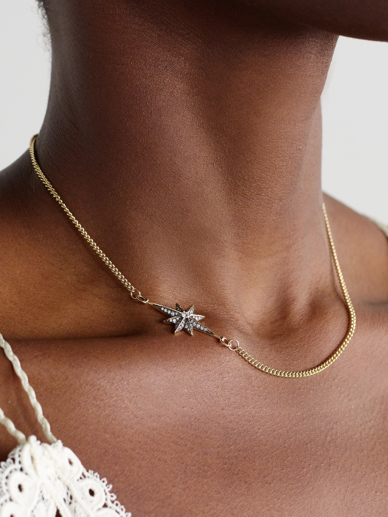 Lucy Delius Victorian Star East West Rhodium-plated 14-karat Gold Diamond Necklace In Gold