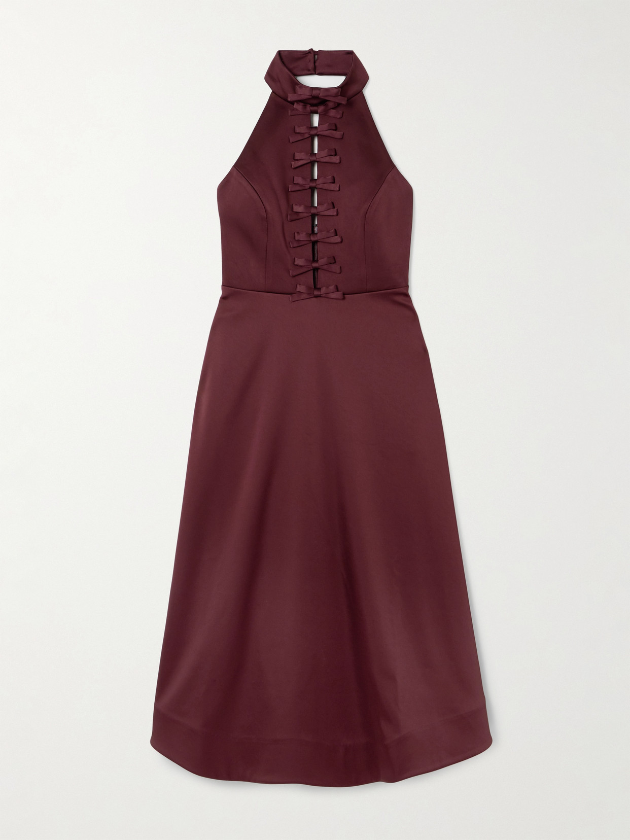 Rebecca Vallance -  Bordeaux Bow Midi Dress  - Size 14 In Burgundy