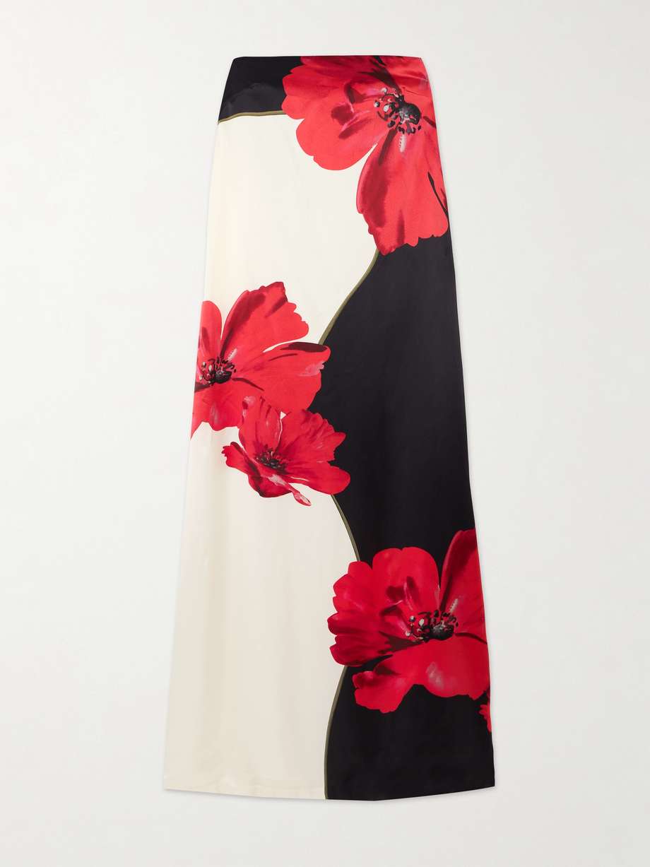 amapola strapless floral-print silk-satin maxi dress