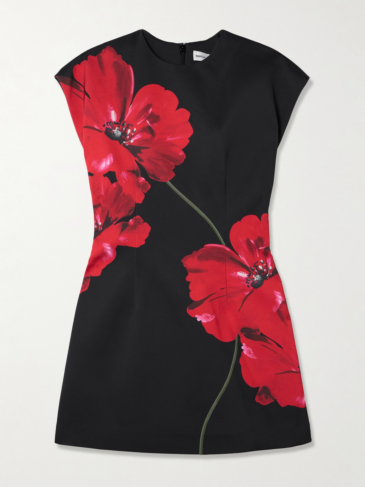 Rebecca Vallance Chaya Floral-print Duchesse-satin Mini Dress In Black