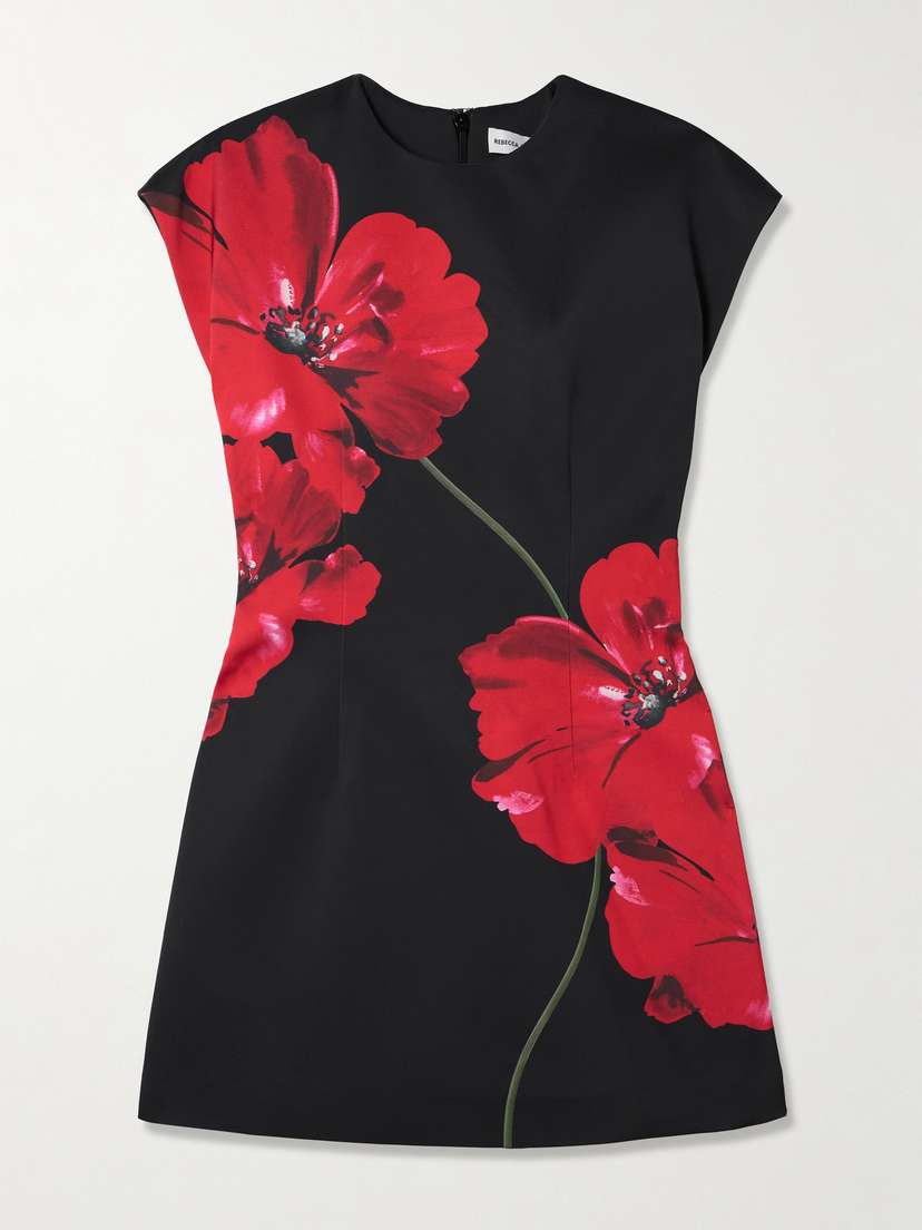 Rebecca Vallance Chaya Floral-print Duchesse-satin Mini Dress