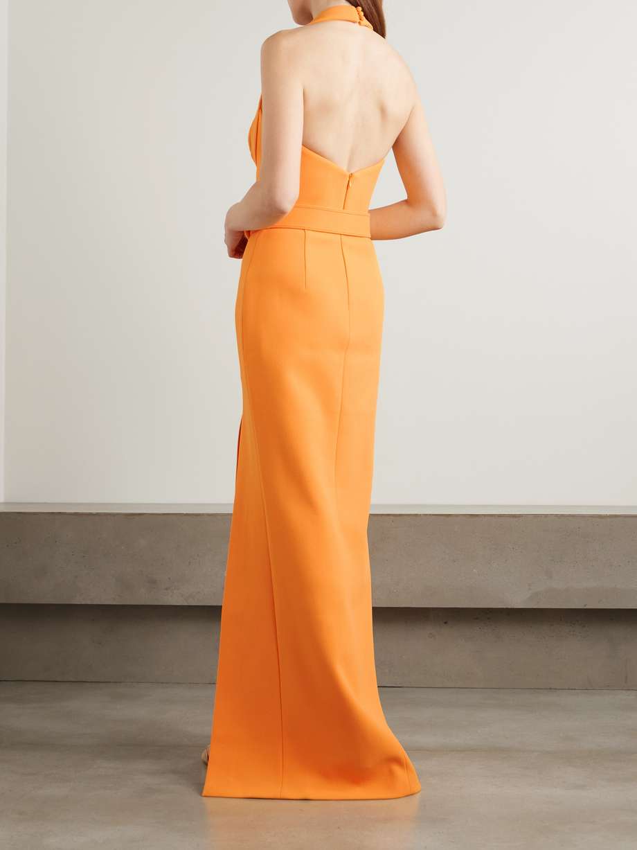 santara belted crepe gown