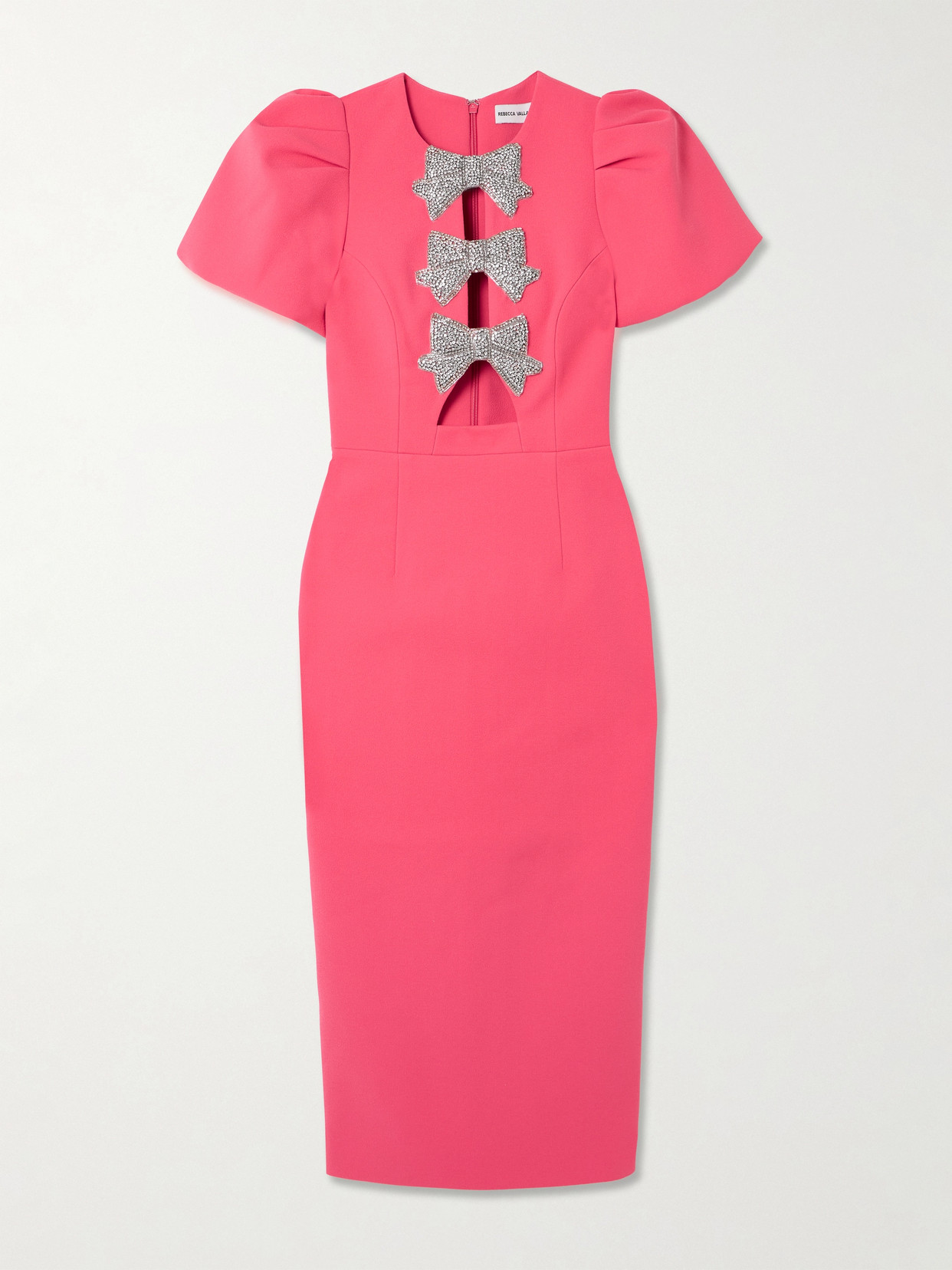 Rebecca Vallance Red 'posey' Midi Dress With Bows In Pink
