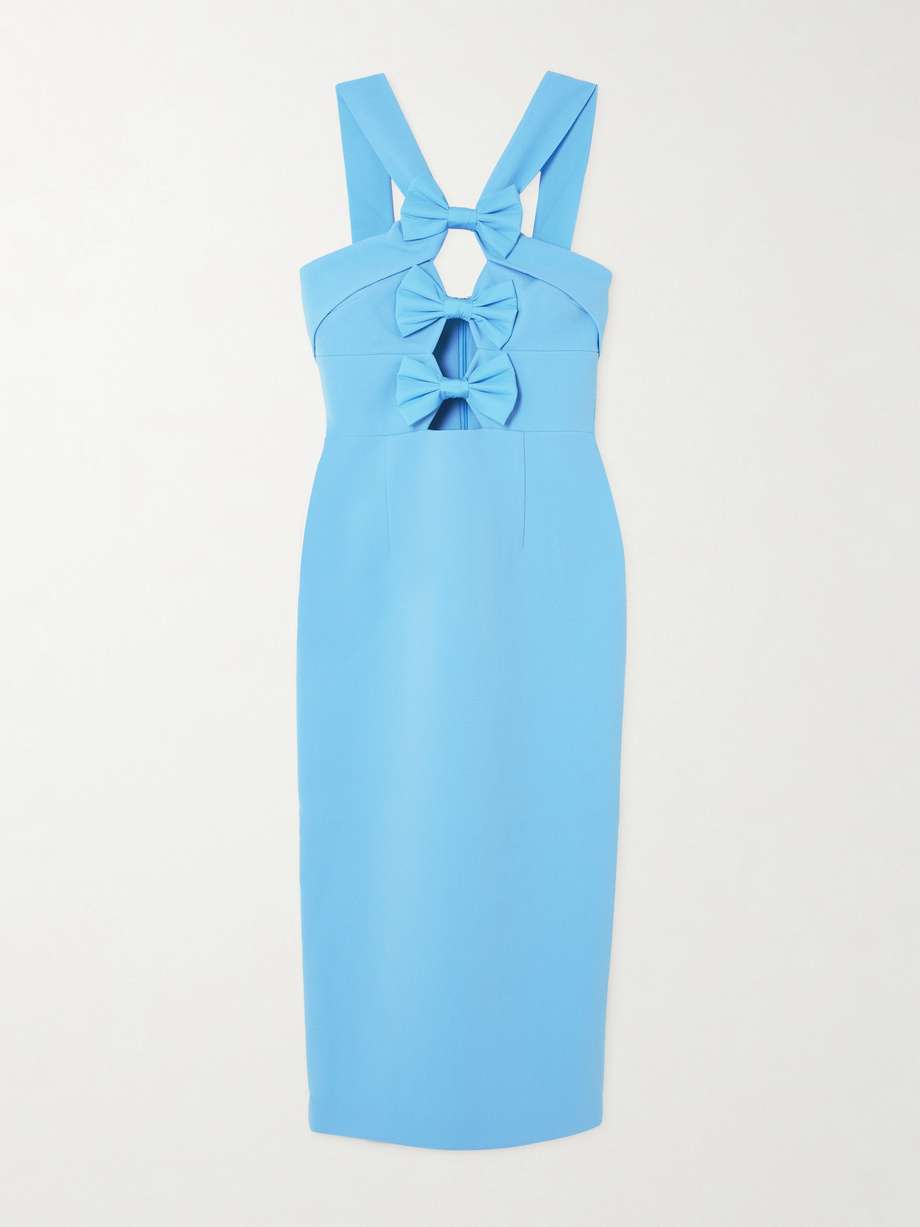 skye taffeta-trimmed cutout cloqué midi dress