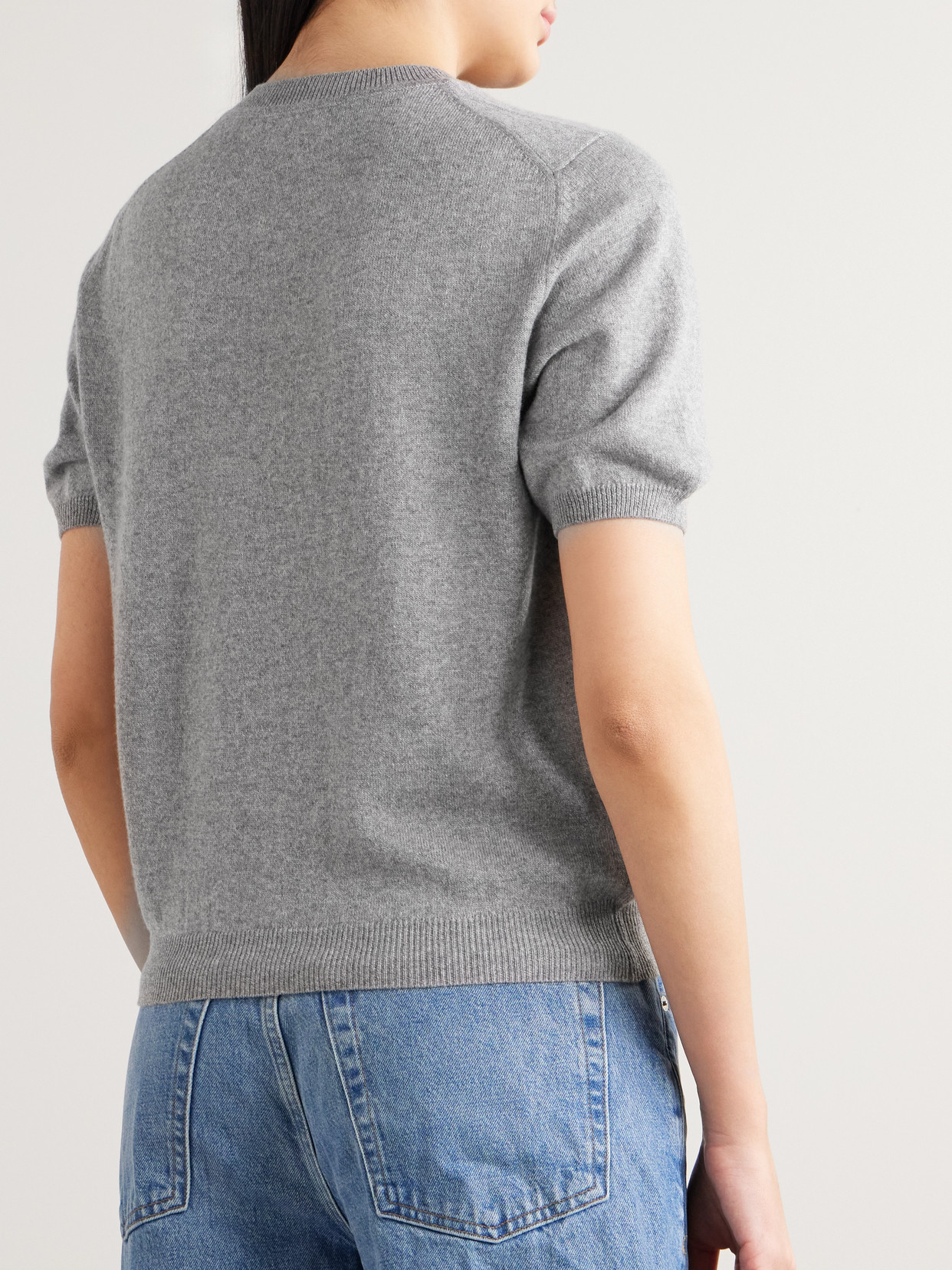 And-daughter Emer Cropped Cashmere And Cotton-blend T-shirt In Gray