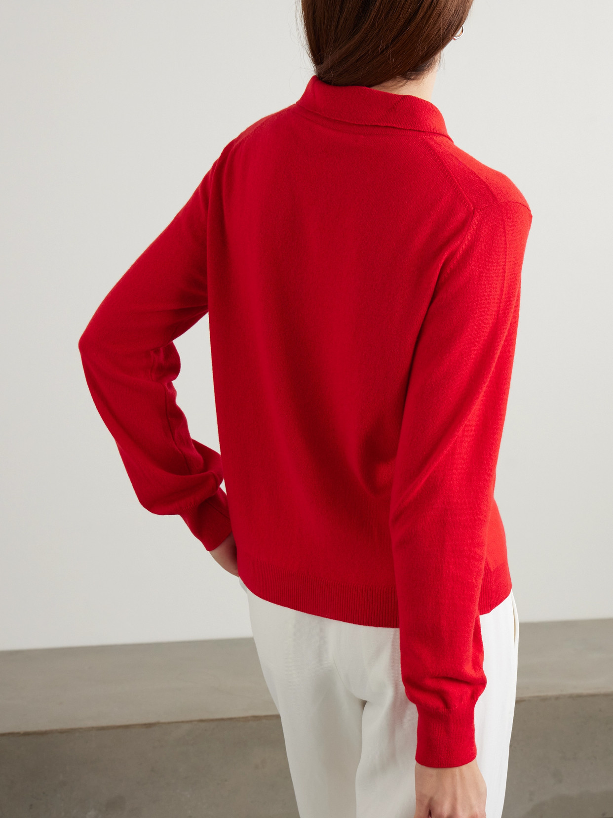 Shop And-daughter Aoife Cashmere And Cotton-blend Polo Sweater In Red