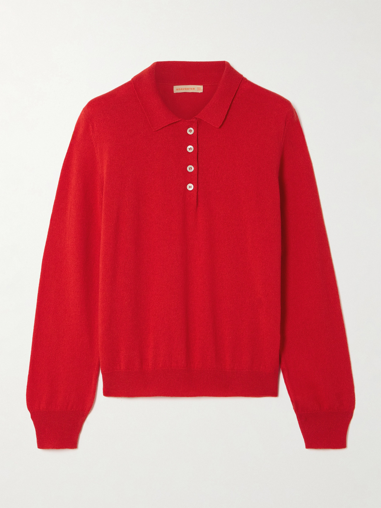 And-daughter Aoife Cashmere And Cotton-blend Polo Jumper In Red