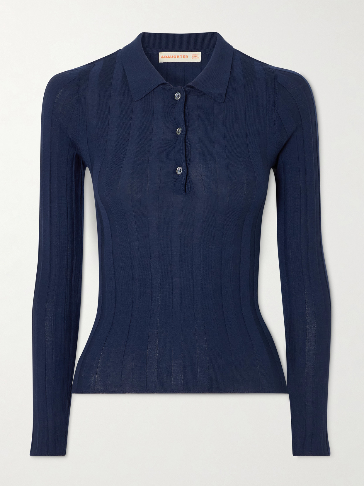 Daughter Ribbed Wool Polo Shirt In Blue