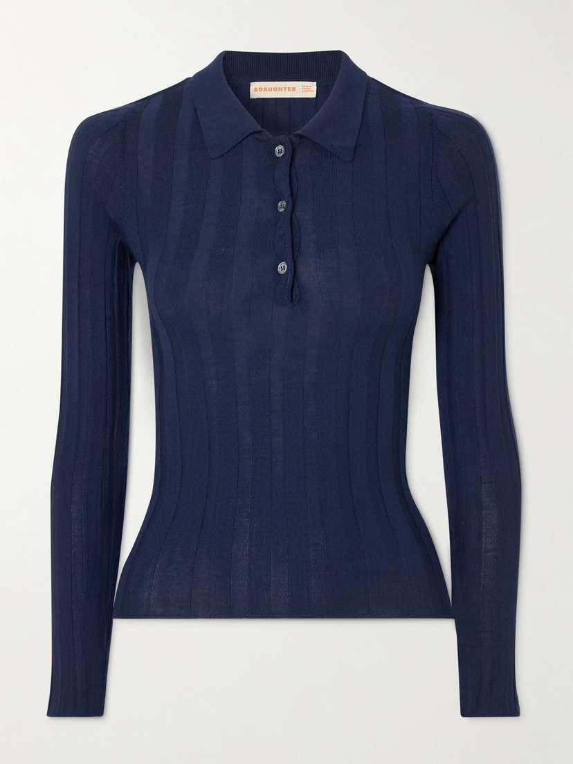&Daughter Ribbed Wool Polo Shirt