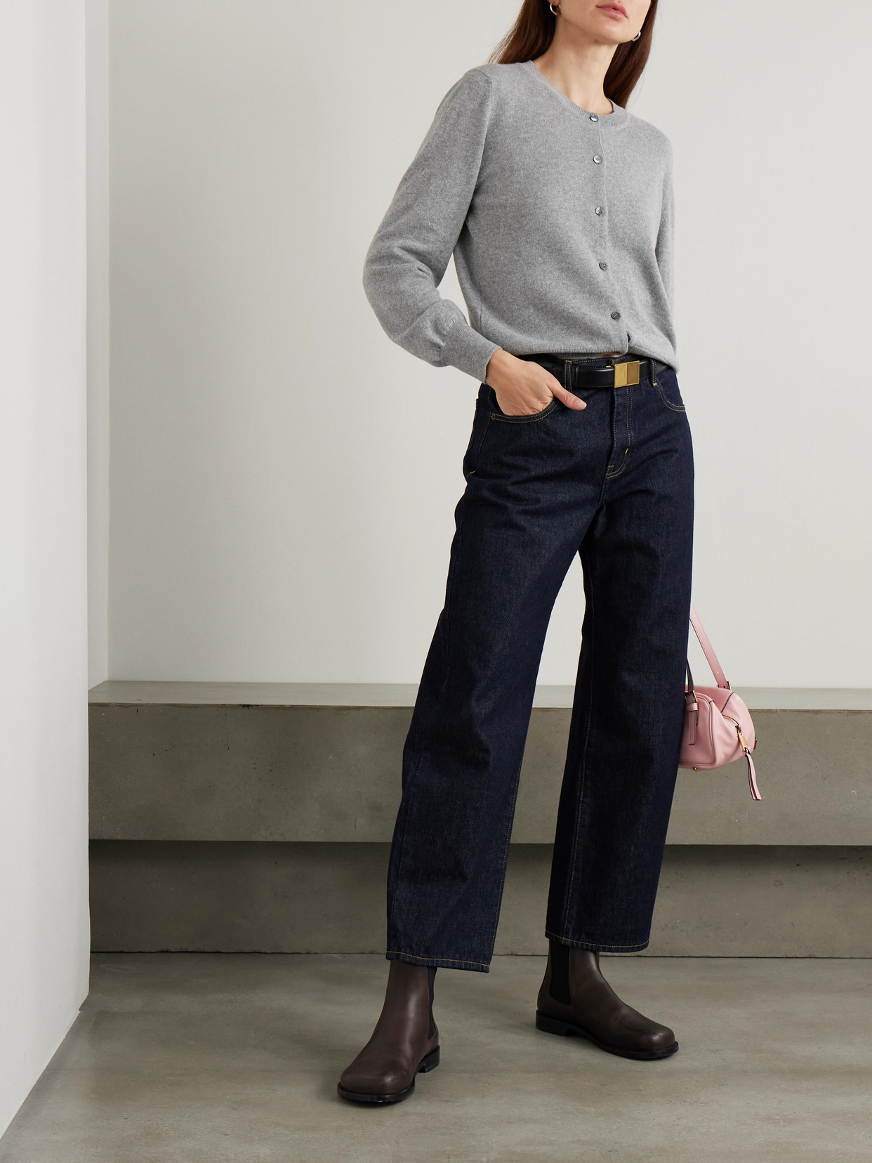 Shop And-daughter Enya Mélange Cashmere And Cotton-blend Cardigan In Gray