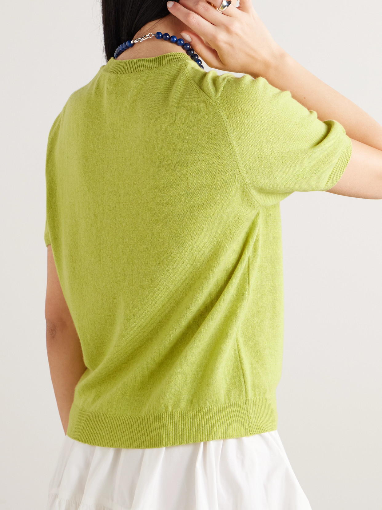 Shop And-daughter Emer Cropped Cashmere And Cotton-blend T-shirt In Green