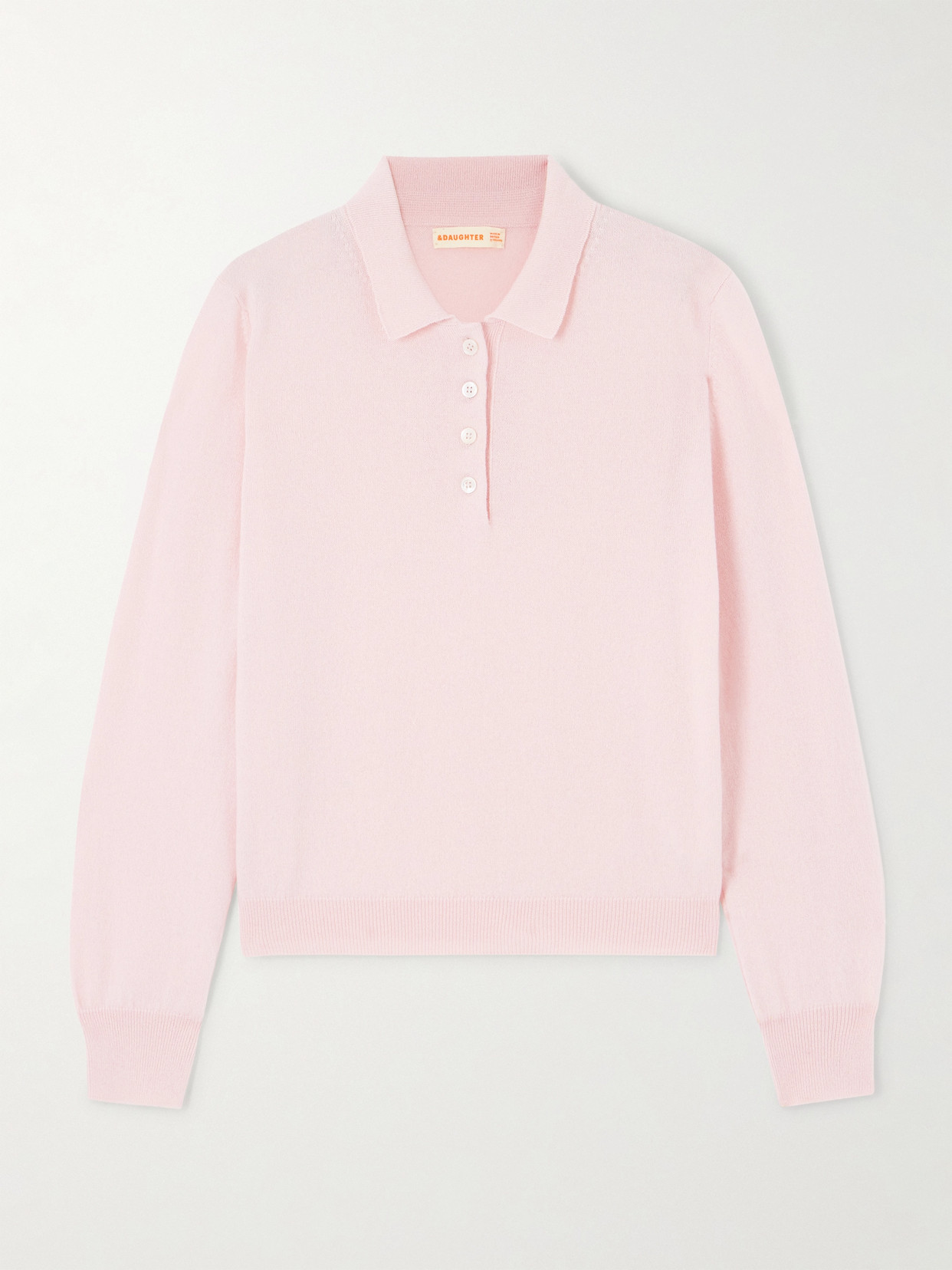 And-daughter Aoife Cashmere And Cotton-blend Polo Sweater In Pink