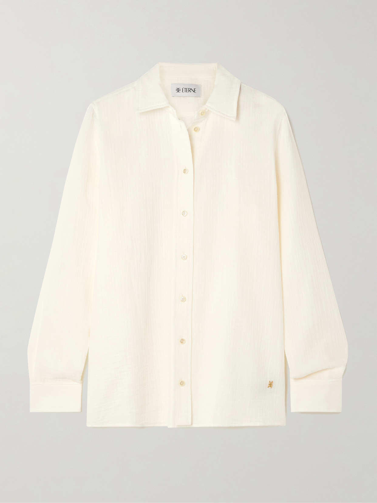 Éterne Constance Embellished Cotton-gauze Shirt In Ivory