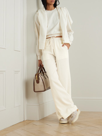 ÉTERNE Brody embellished cotton-gauze straight-leg pants
