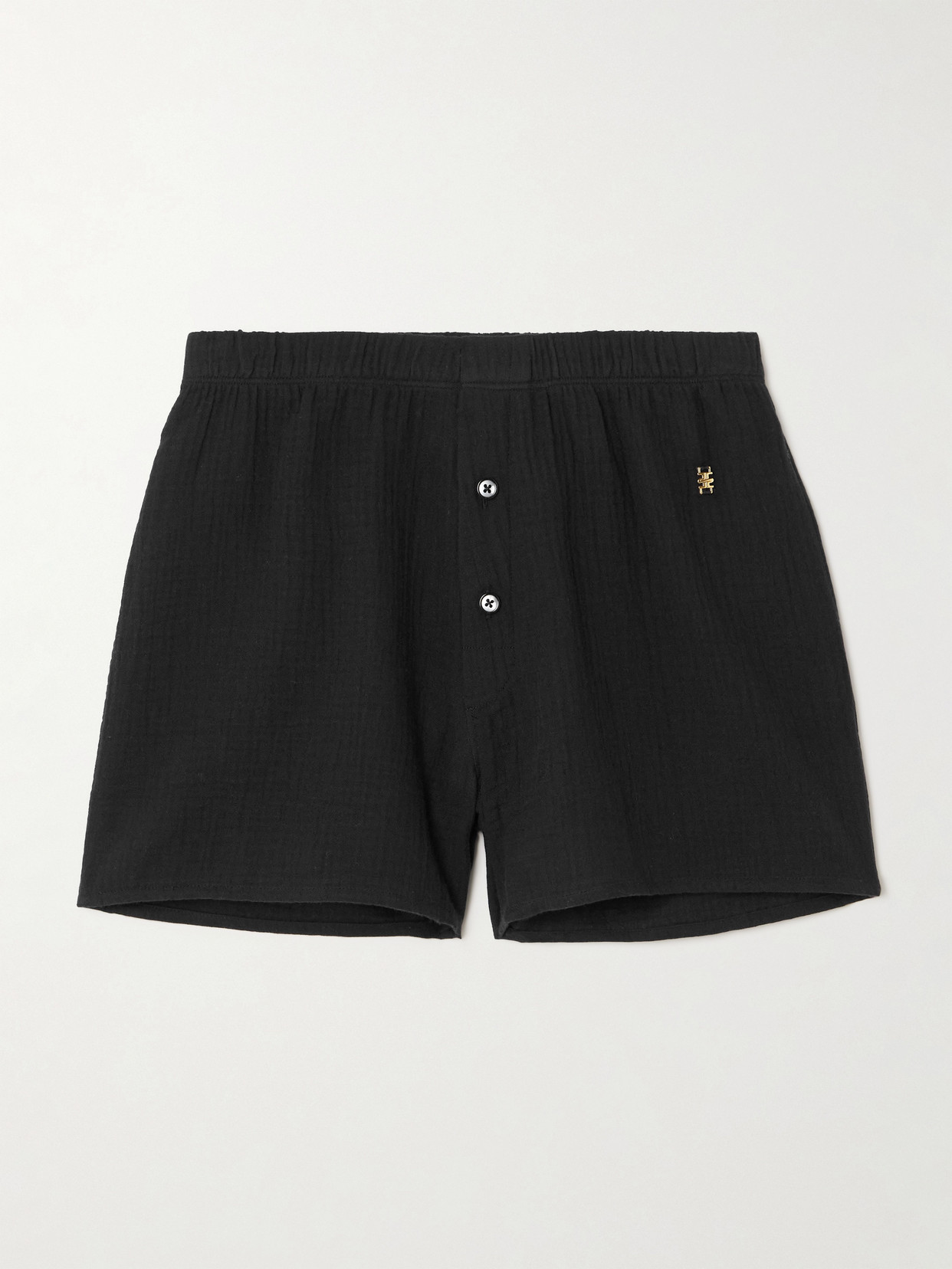 Shop Éterne Jude Embellished Cotton-gauze Shorts In Black