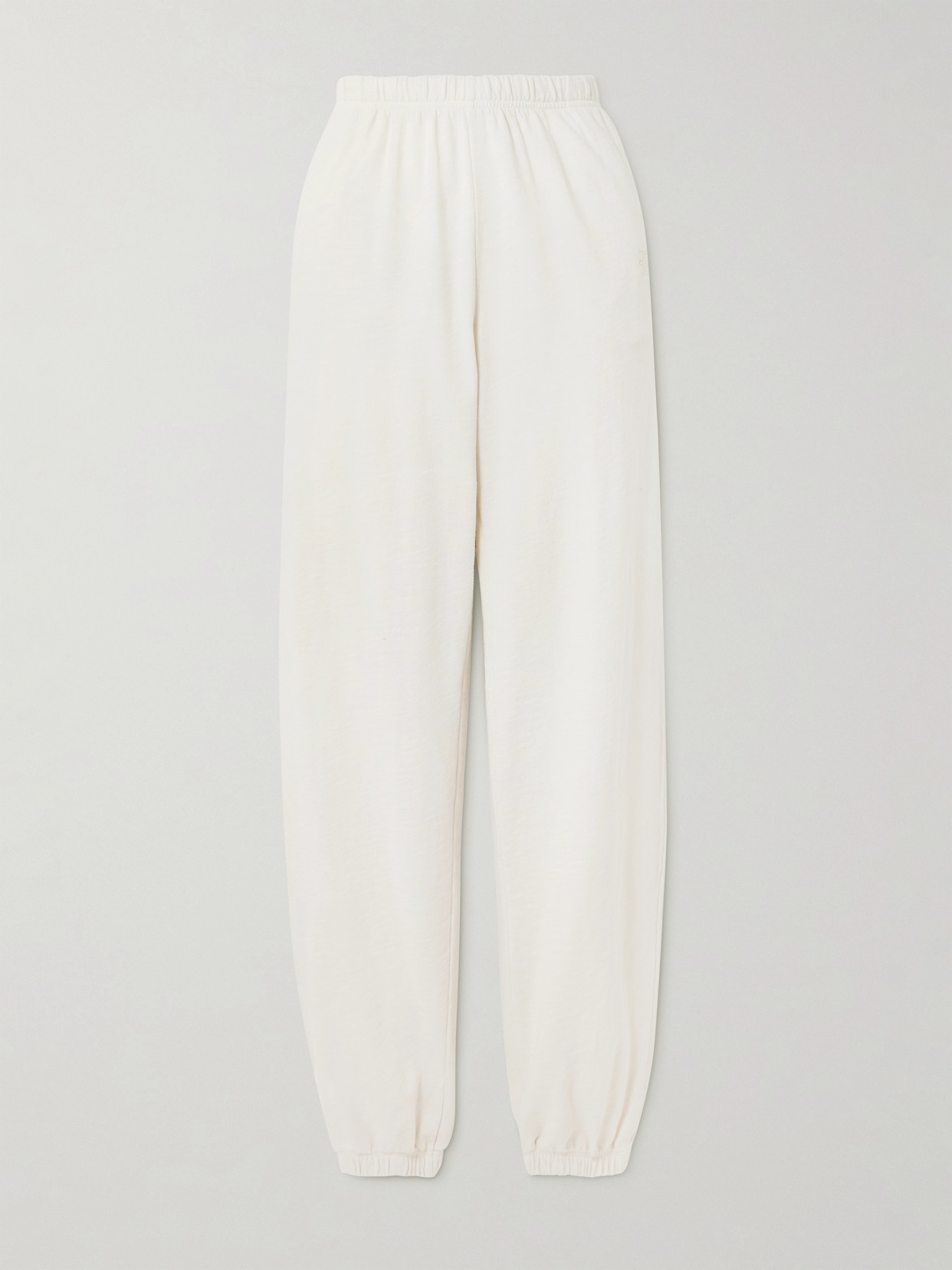 Éterne Vinny Embroidered Tapered Cotton-jersey Track Pants In Neutral