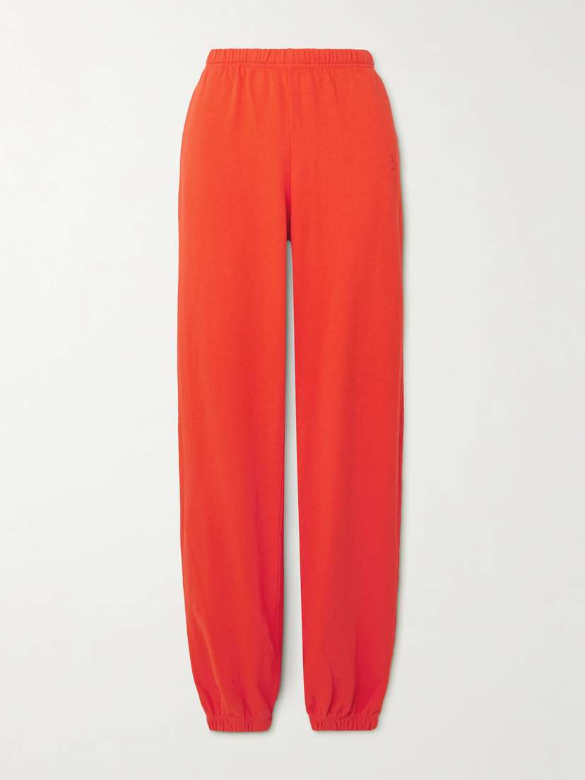 ÉTERNE Vinny Embroidered Tapered Cotton-jersey Track Pants