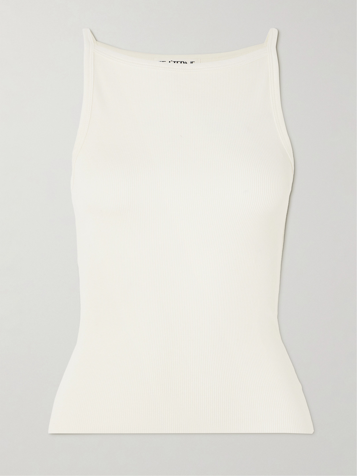 Éterne Iris Ribbed Stretch-cotton And Modal-blend Jersey Tank In White