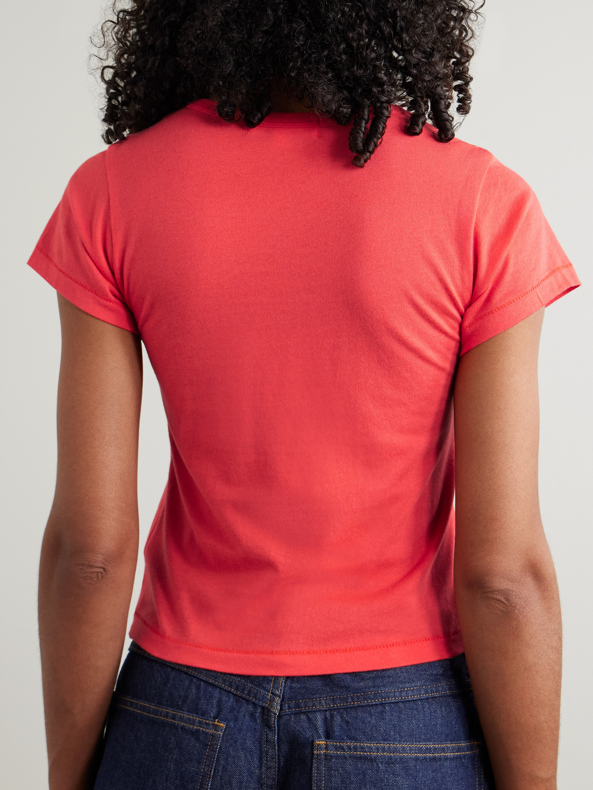 ÉTERNE Short Sleeve Baby Tee cropped cotton and modal-blend jersey T-shirt