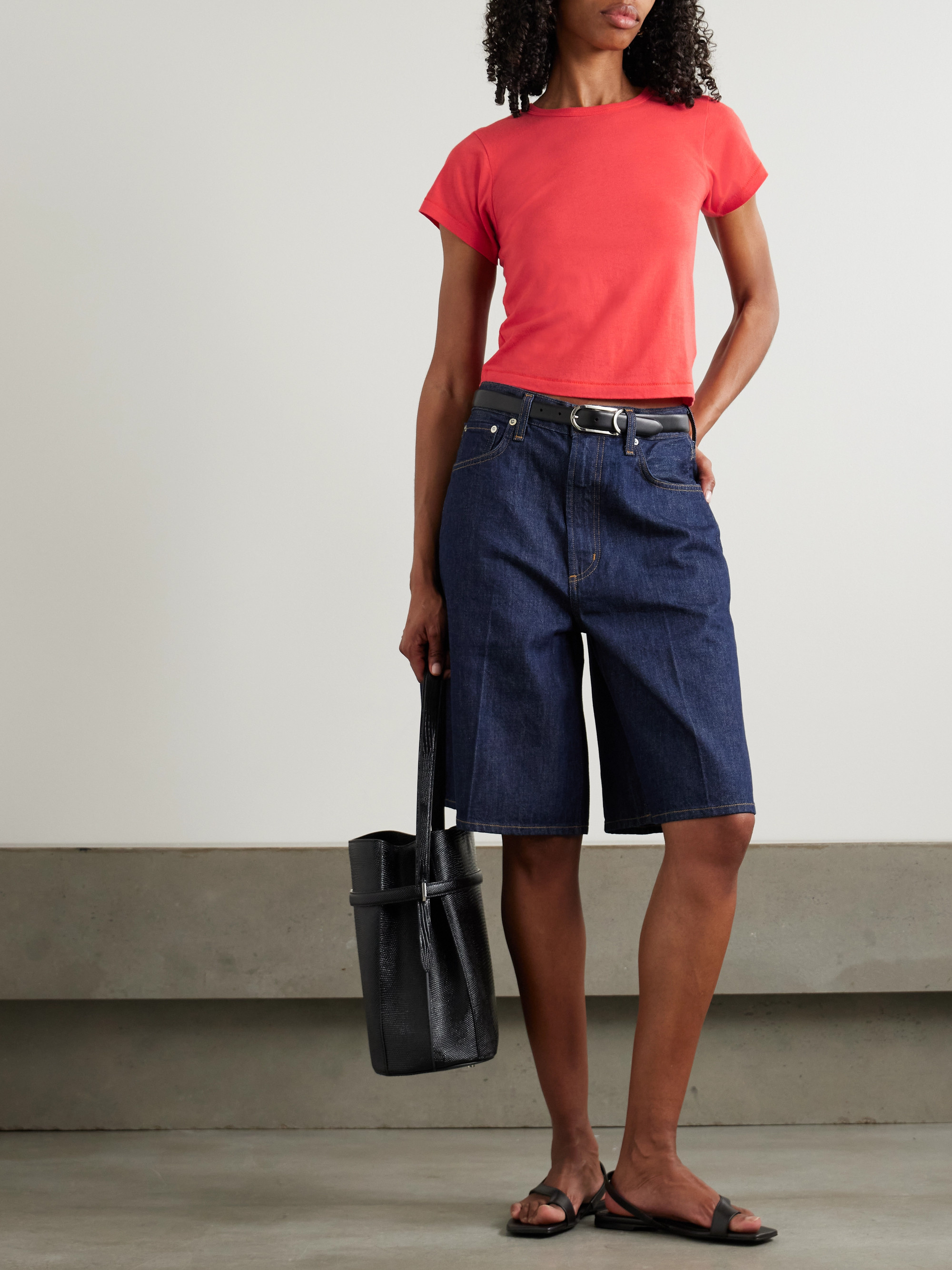 ÉTERNE Short Sleeve Baby Tee cropped cotton and modal-blend jersey T-shirt